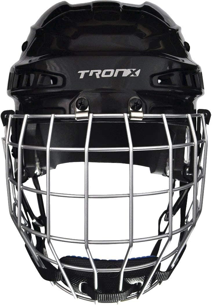 TronX Comp Ice Hockey Helmet with Cage - Certified Protective Gear for Hockey & Rodeo Bull Riding - Perfect for Ice Skating, Youth Sports & Extreme Riding Safety