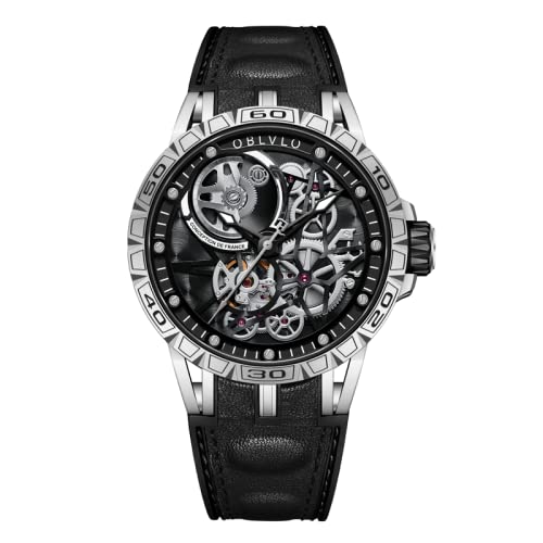 Luxury Automatic Skeleton Dial Steel Watch for Men - Top Brand Designer Wristwatch with Genuine Leather Strap - Perfect for Business, Formal Events & Everyday Wear
