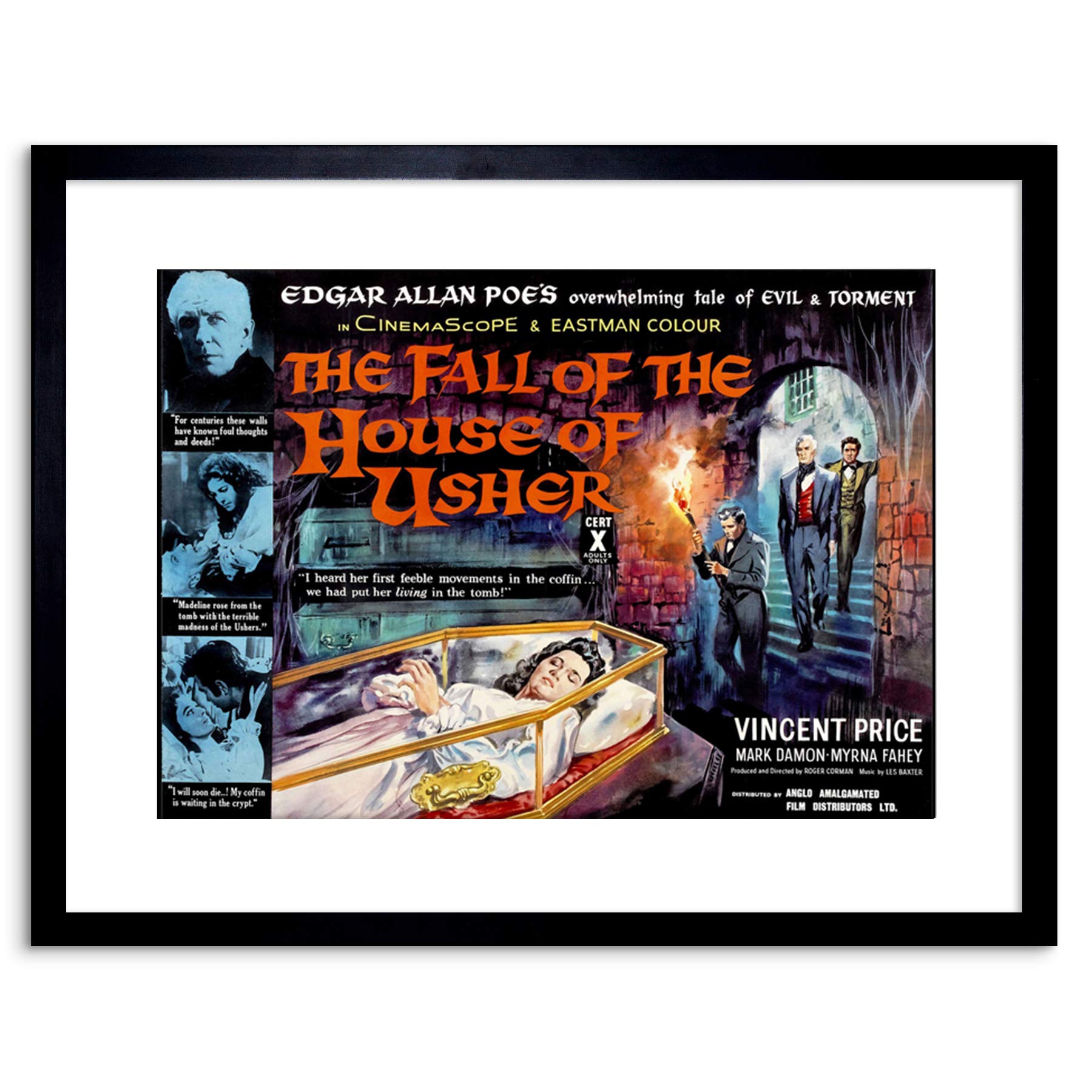 9x7 Inch Framed Art Print - Movie Film Fall House Usher Poe Horror - Perfect for Halloween Decor, Gothic Home Theater, and Horror Fan Gifts
