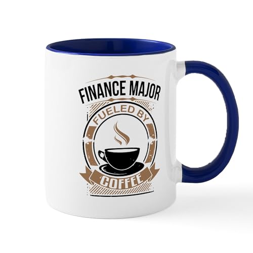 White/Navy Inside - Finance Major Fueled By Coffee Mugs