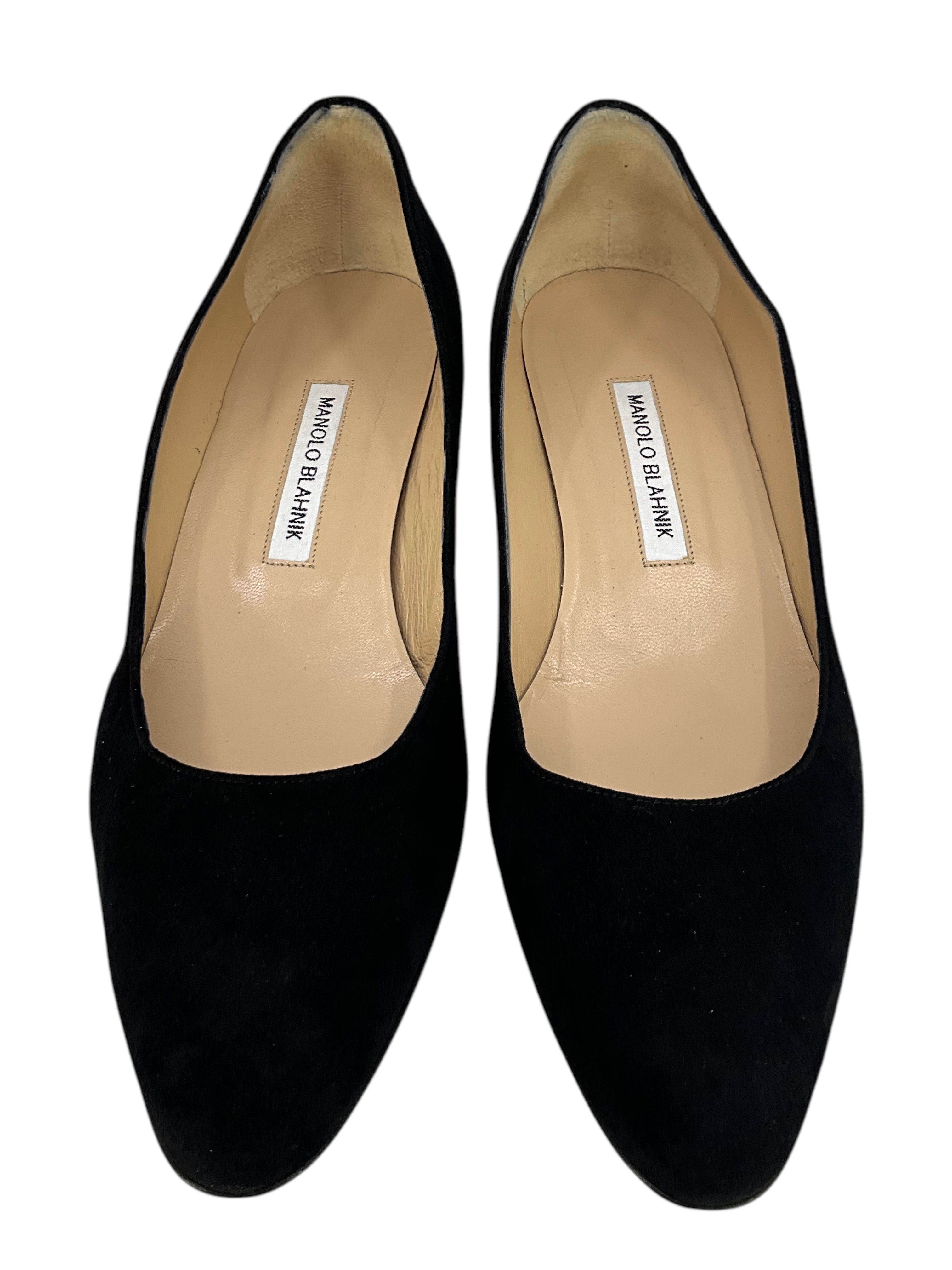 Manolo Blahnik Listony Block Heel Suede Pumps - Women's Size 10 | Comfortable & Stylish High Heels for Office, Party & Special Occasions