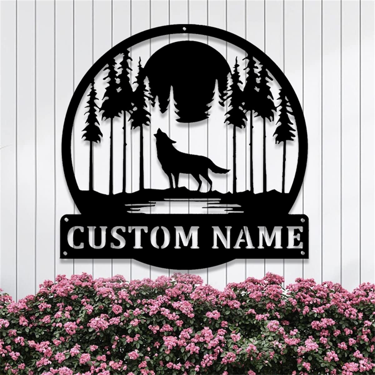 Custom Moon Wolf Metal Wall Art - Personalized Howling Wolf Name Sign for Outdoor, Garage & Bar Decor - Unique Wolf Gifts for Men, Housewarming & New Home Present - Perfect for Cabin, Man Cave & Hunting Lodge Decor