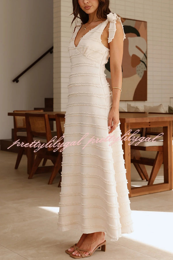 Elegant Solid Color V-Neck Lace-Up Maxi Dress for Women - Perfect for Vacation, Beach, and Summer Outings