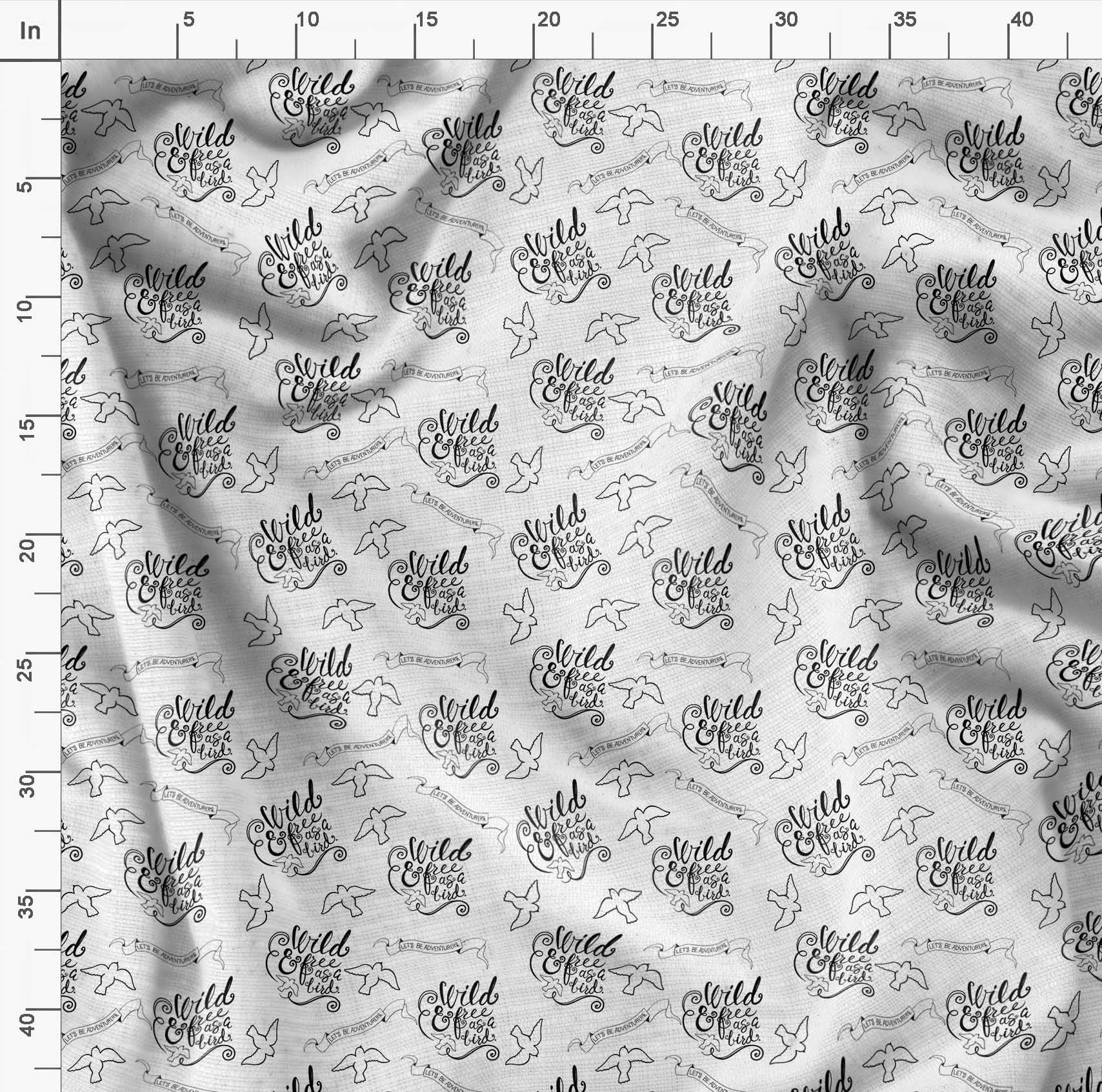 Soimoi Moss Georgette White Fabric by The Yard - 42 Inch Wide Textured Bird Tribal Print Fabric for DIY Dresses, Curtains & Home Decor - Lightweight Flowy Material for Sewing Projects & Bohemian Fashion