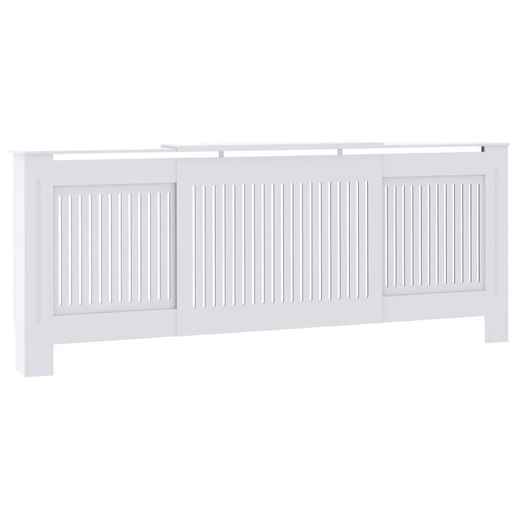 vidaXL Adjustable Radiator Cover Guard - 55.9” to 80.7” White MDF Heater Cover for Living Room, Office, Bedroom | Home Decor & Safety Solution for Baseboard Heaters
