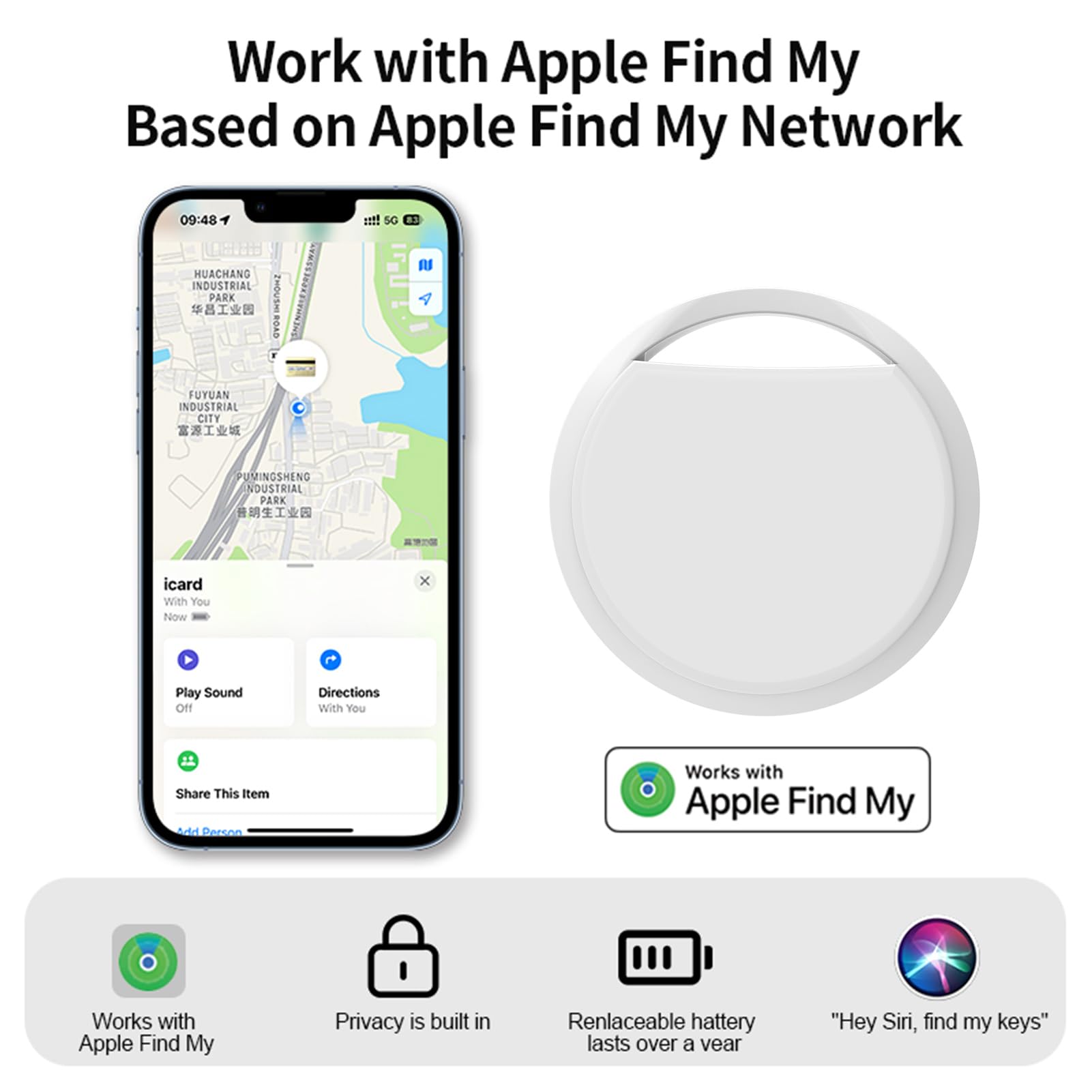 Bluetooth Key Finder & Luggage Tracker - Apple Find My Compatible GPS Tracker for Keys, Wallets, Bags | Anti-Loss Device for Travel, Office & Daily Use