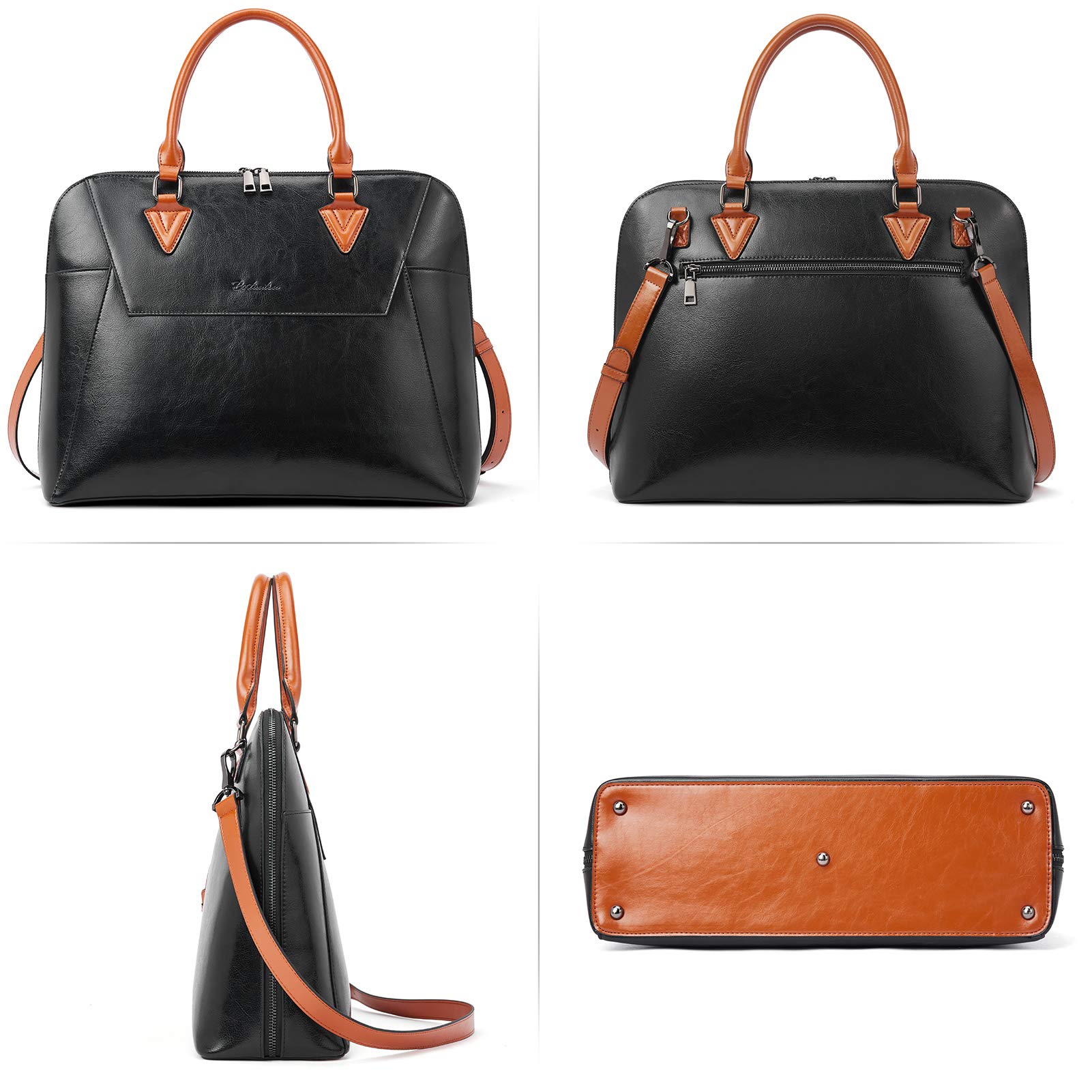 BOSTANTEN Women's Leather Briefcase - 15.6 Inch Laptop Bag for Work, Professional Office Shoulder Bag & Crossbody Handbag - Perfect for Business Meetings, Commuting, and Travel