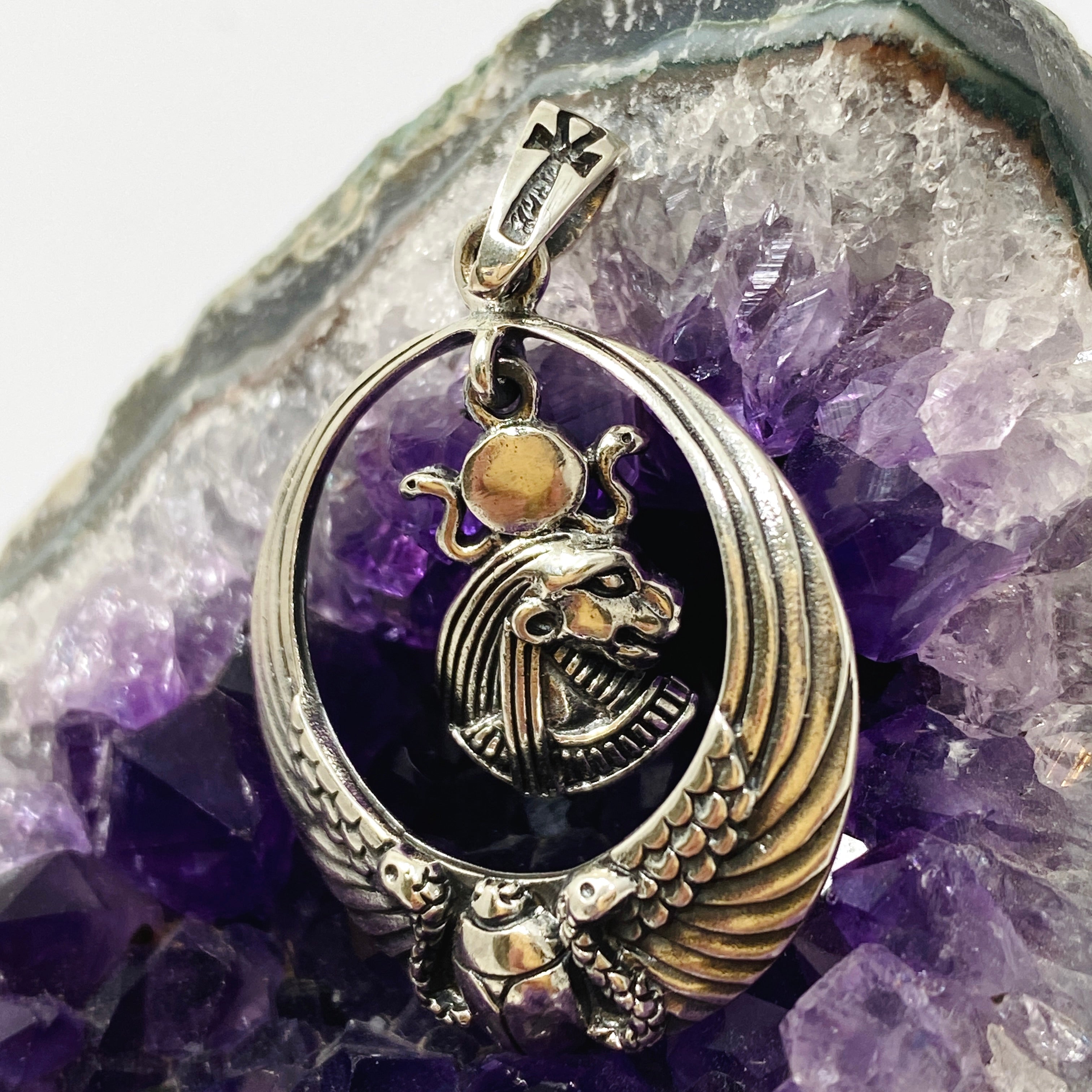 Sekhmet Lion Head Pendant with Scarab & Ankh - Ancient Egyptian Jewelry - Sterling Silver Necklace for Women - Perfect for Spiritual Protection & Boho Fashion