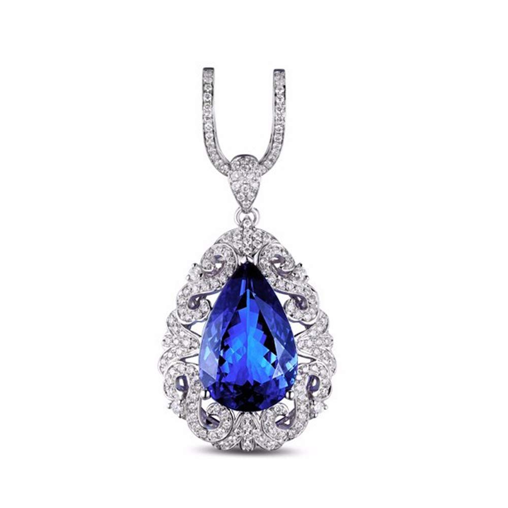 14K/18K White Gold Tanzanite Diamond Pendant Necklace for Women - Elegant Birthday Gift for Her, Anniversary Present, Valentine's Day Jewelry - Perfect for Parties, Weddings & Special Occasions