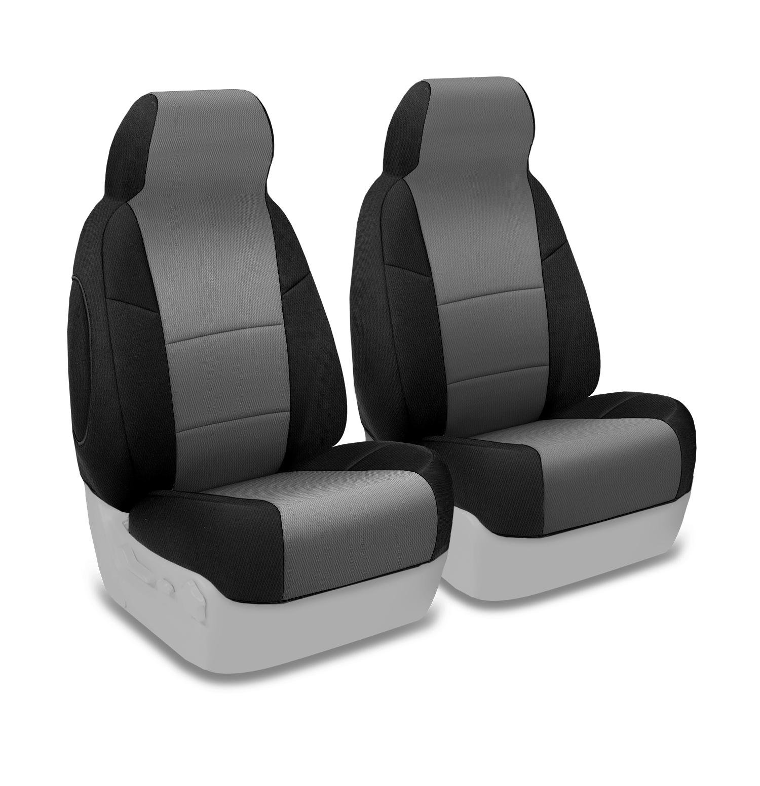 Coverking Custom Fit Front 50/50 High Back Bucket Seat Cover for Smart Fortwo - Spacermesh 2-Tone Gray & Black | Perfect for Road Trips & Daily Commutes