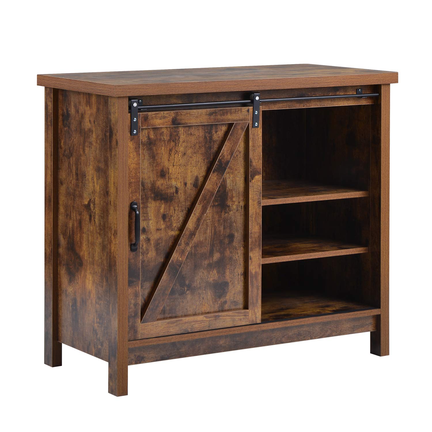 Industrial Rustic Brown Wood Buffet Sideboard with Adjustable Shelf - 31.4 Inch Tall Storage Cabinet for Entryway, Living Room, Kitchen & Study | Perfect for Dining Room Serving, Hallway Storage & Home Office Organization