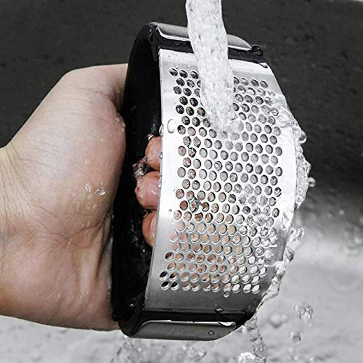 Premium Stainless Steel Garlic Press & Crusher - Heavy Duty Garlic Masher, Chopper & Ginger Press for Kitchen - Easy Clean, Rust-Proof (Black) - Perfect for Cooking, Meal Prep & Restaurants