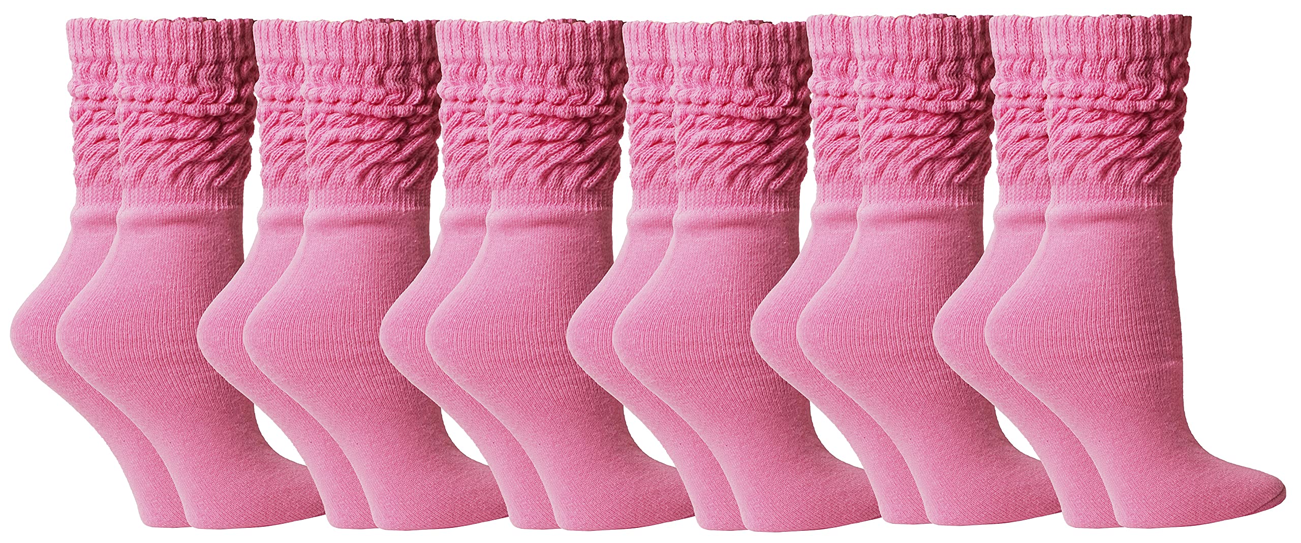 Yacht & Smith Women's Cotton Slouch Socks - 6 Pairs Bulk Pack Soft Crew Boot Socks for Everyday Wear, Hiking & Cold Weather Comfort