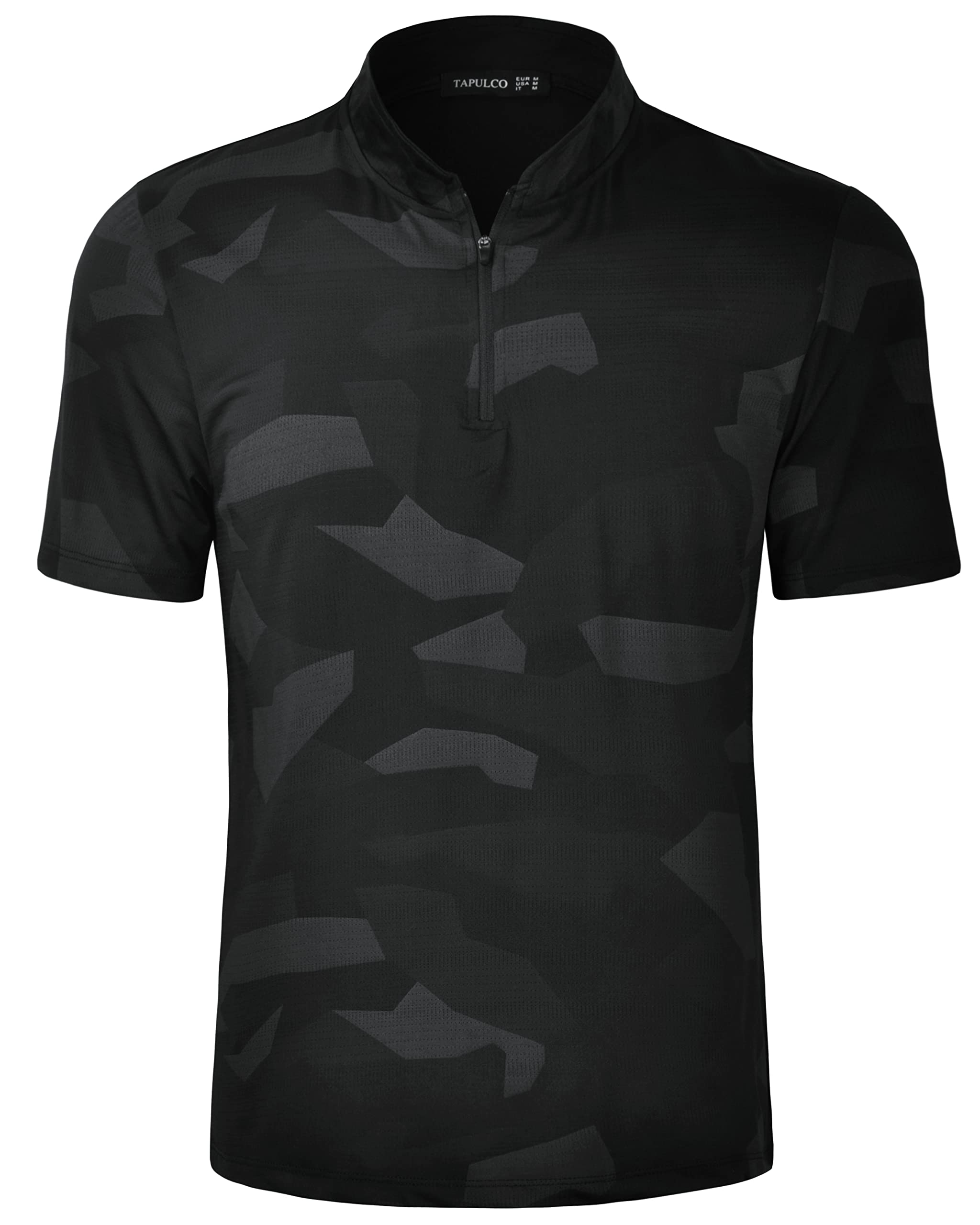 Men's Quick Dry Quarter Zip Performance T-Shirt - Modern Printed Athletic Pullover for Casual Sports & Outdoor Hiking | Lightweight Moisture-Wicking Tee for Gym, Running, and Adventure Activities