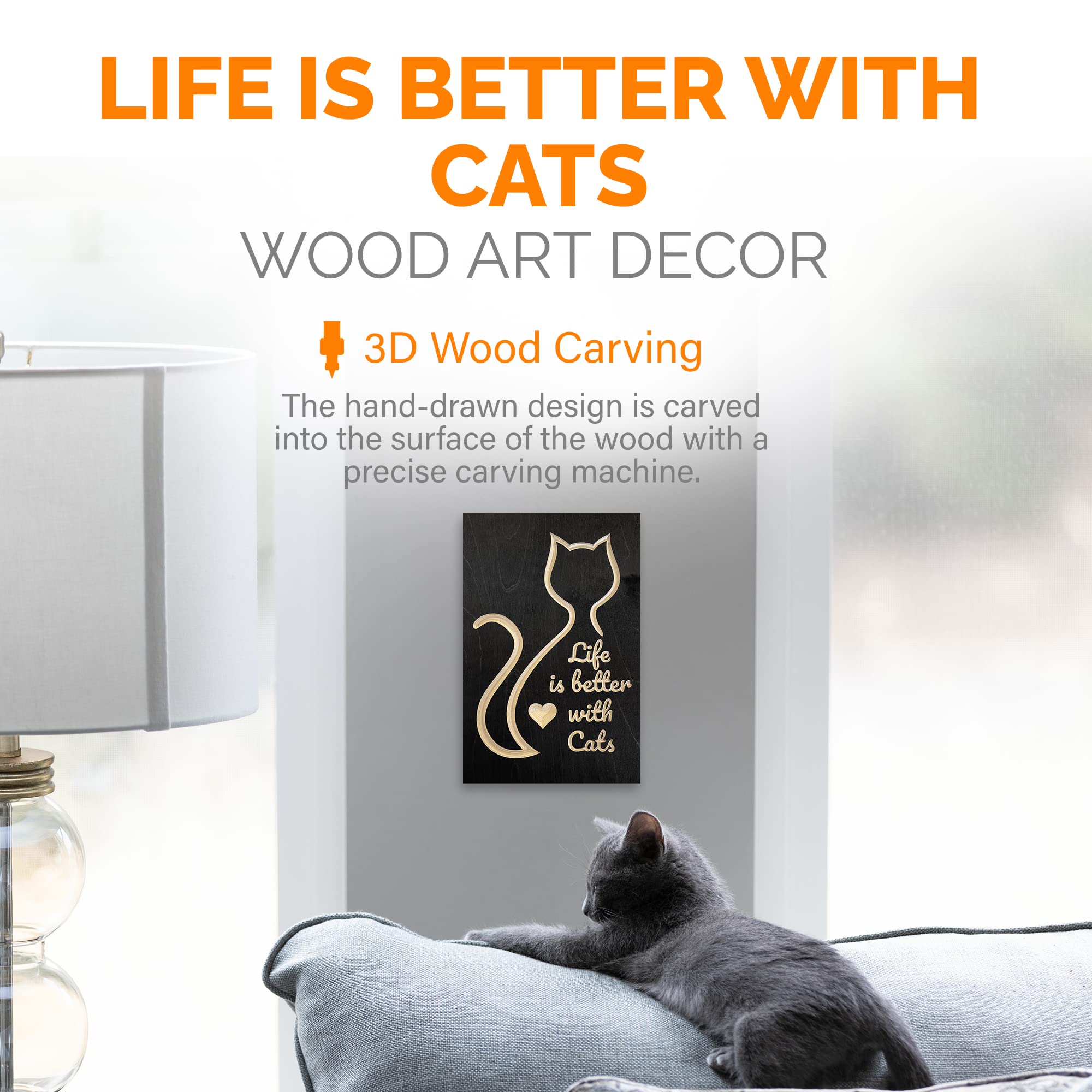 Funny Cat Bathroom Decor - Cute Wooden Wall Sign for Cat Lovers, 12x8 Inch Home & Office Wall Art - Perfect Gift for Pet Owners & Cat-Themed Room Decor