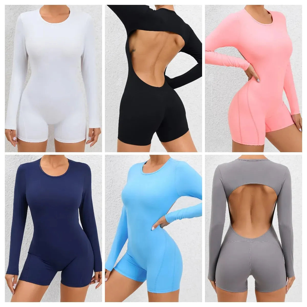 Women's Long Sleeve Jumpsuit - Backless Yoga Bodysuit & Quick-Dry Gym Romper for Workouts | Fitness Outfits for Yoga, Pilates & Running