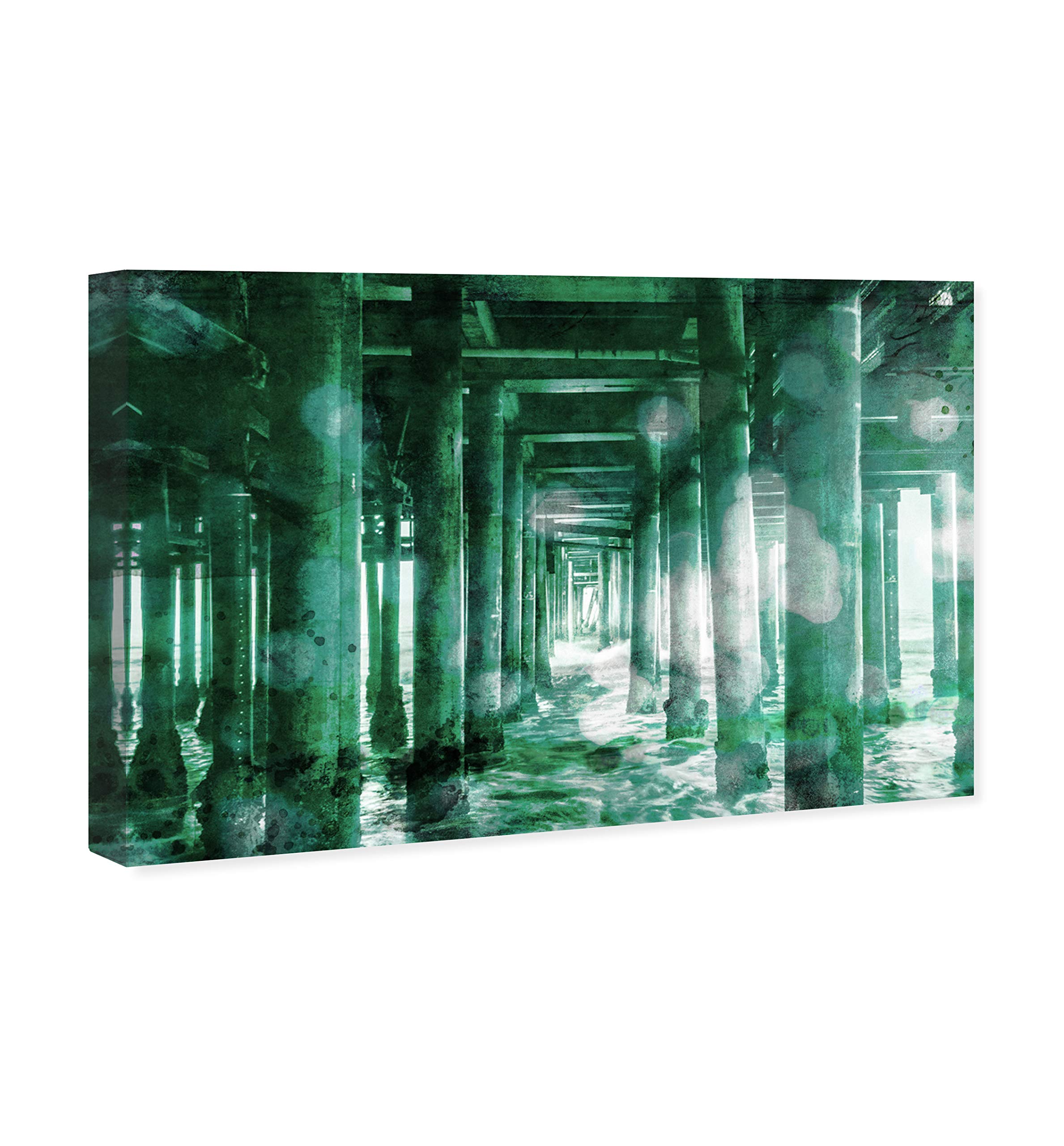 Oliver Gal Artist Co. 'At The Dock Emerald' Architecture Wall Art Canvas Print - 45x30 Inches Green & White Modern Home Decor - Perfect for Living Room, Bedroom or Office Wall Decoration