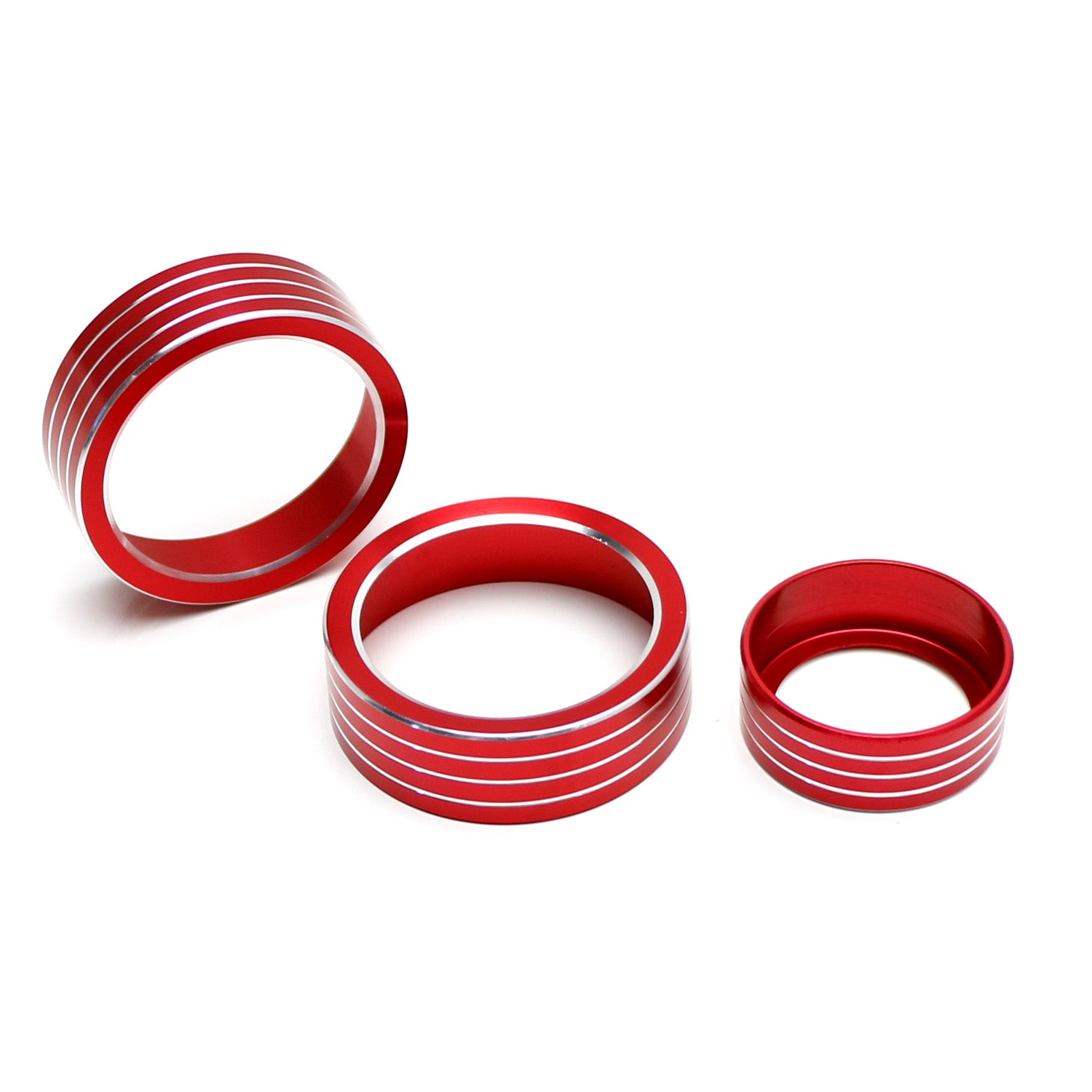 3-Piece Red AC Climate Control Switch Knob Ring Covers for Subaru 2018+ XV Crosstrek - Interior Car Accessories for Customization & Protection