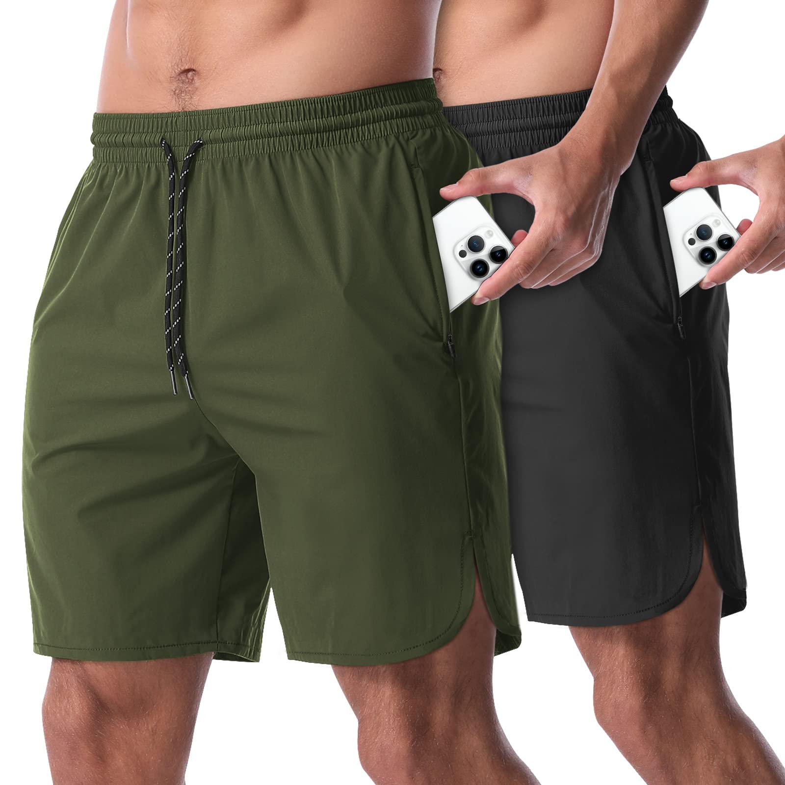 CANGHPGIN 2 Pack Men's 7'' Running Shorts - Quick Dry Athletic Gym Shorts with Pockets for Workout, Jogging & Training | Lightweight Comfort for Sports & Outdoor Activities
