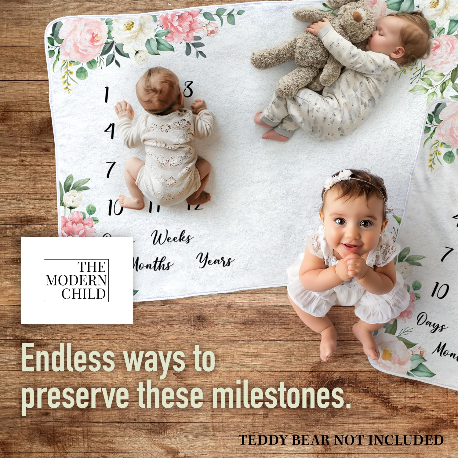Soft Fleece Baby Milestone Blanket - Large 60