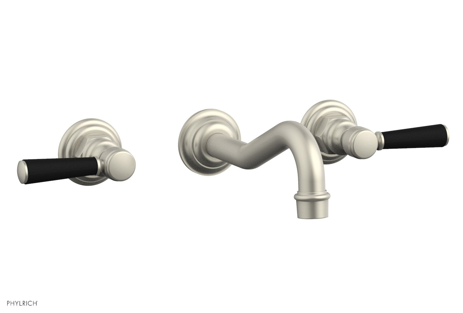 HENRI Wall Lavatory Set - Satin Black Lever Handles 161 12 | Modern Bathroom Faucet for Vanity Sink | Perfect for Home, Hotel & Commercial Use