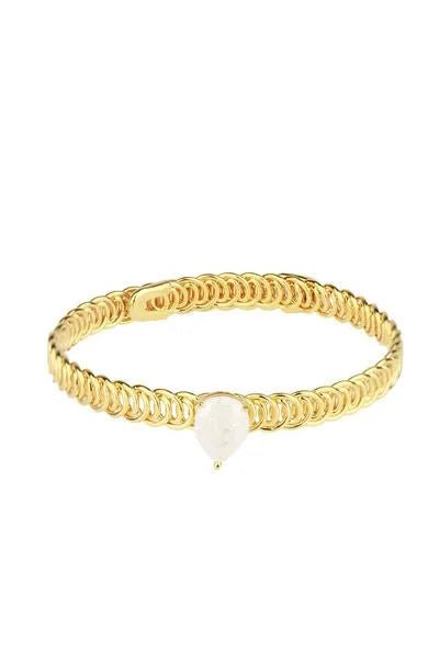 Elegant Teardrop Stone Bangle Bracelet for Women - Handmade Boho Jewelry - Perfect for Parties, Weddings & Everyday Wear