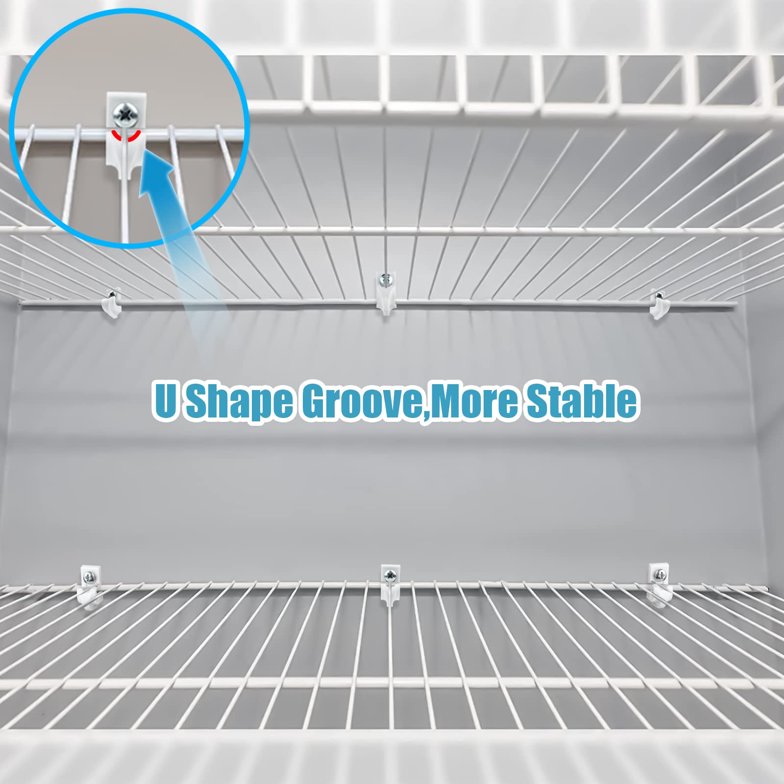 24 Pack Heavy Duty White Plastic Down Wall Clips for Wire Closet Shelves - Includes Shelf Brackets, Screws & Expansion Tubes - Perfect for Organizing Closets, Garages and Storage Spaces
