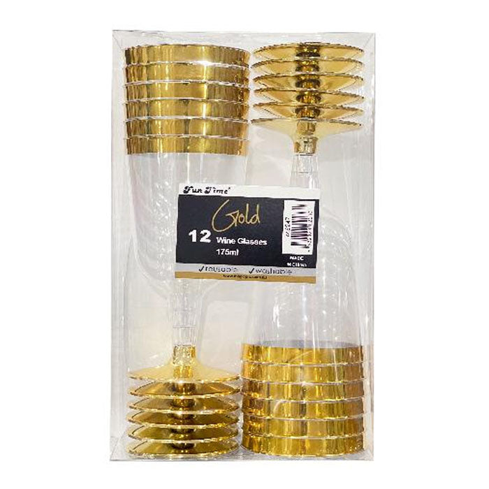 Premium 24K Gold-Plated Wine Glasses Set of 12 - Elegant Stemware for Weddings, Parties & Fine Dining | Dishwasher Safe Luxury Drinkware