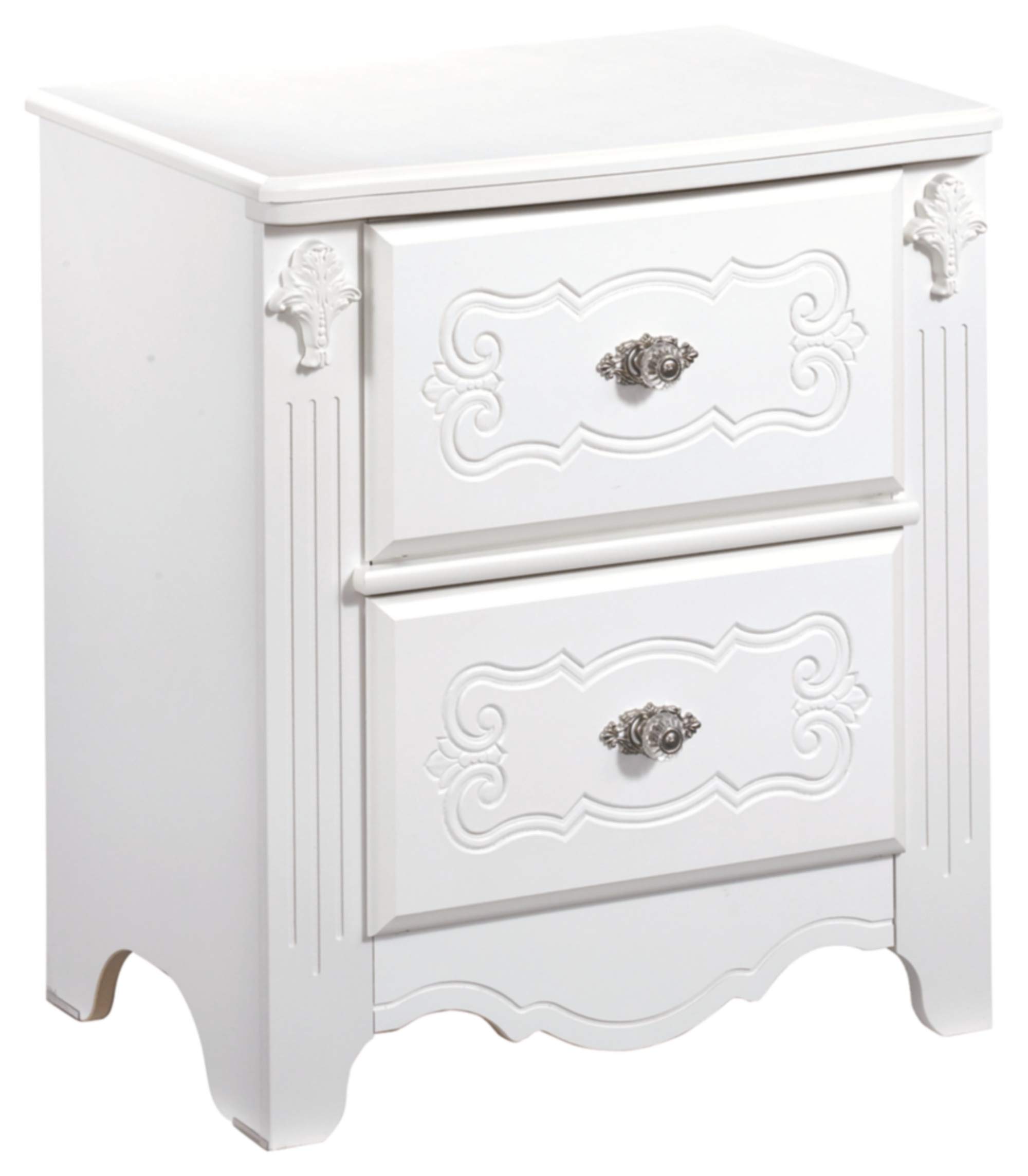 Signature Design by Ashley Exquisite Children's Glam 2-Drawer Nightstand, White - Perfect for Kids' Bedrooms, Nursery Decor & Princess-Themed Rooms
