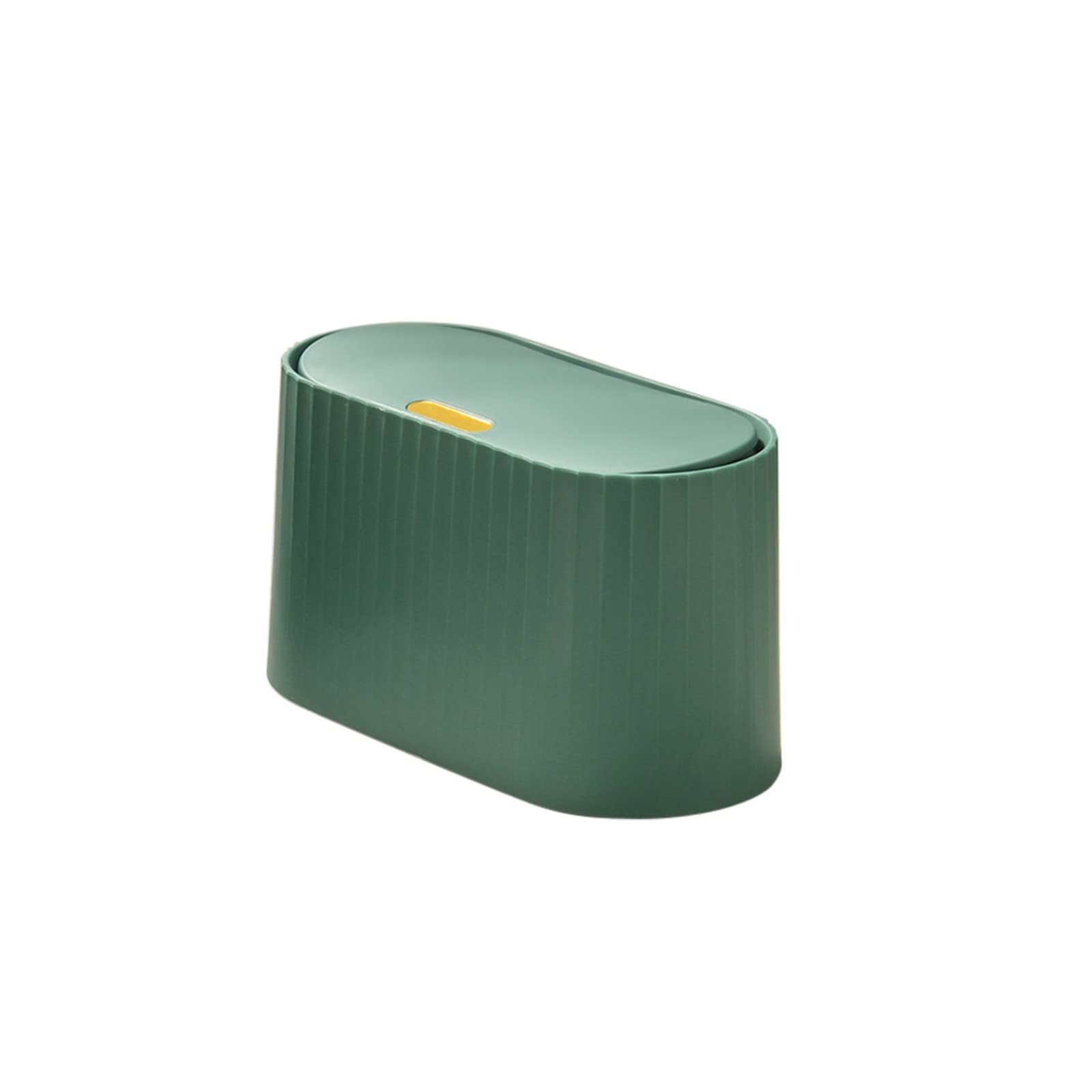Mini Desktop Trash Can with Lid - Small Push Type Garbage Bin for Office, Kitchen, Bathroom & Dresser - 18oz High Capacity Plastic Waste Basket (Green) | Perfect for Home, Office & Dorm Organization
