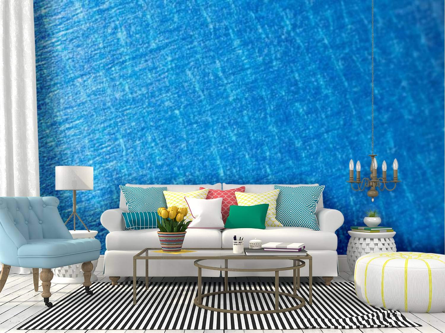Blue Abstract Gradient Peel and Stick Wallpaper - Self-Adhesive Removable Vinyl Wall Mural for Home Decor | Perfect for Accent Walls, Bedrooms & Living Rooms
