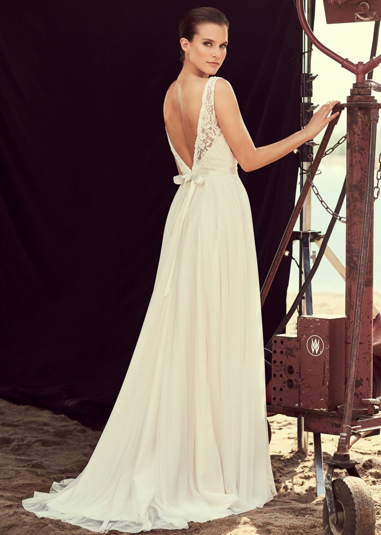 Mikaella 2193 Lace Long Sleeve A-Line Wedding Dress with Illusion Neckline - Perfect for Church, Beach, and Ballroom Weddings