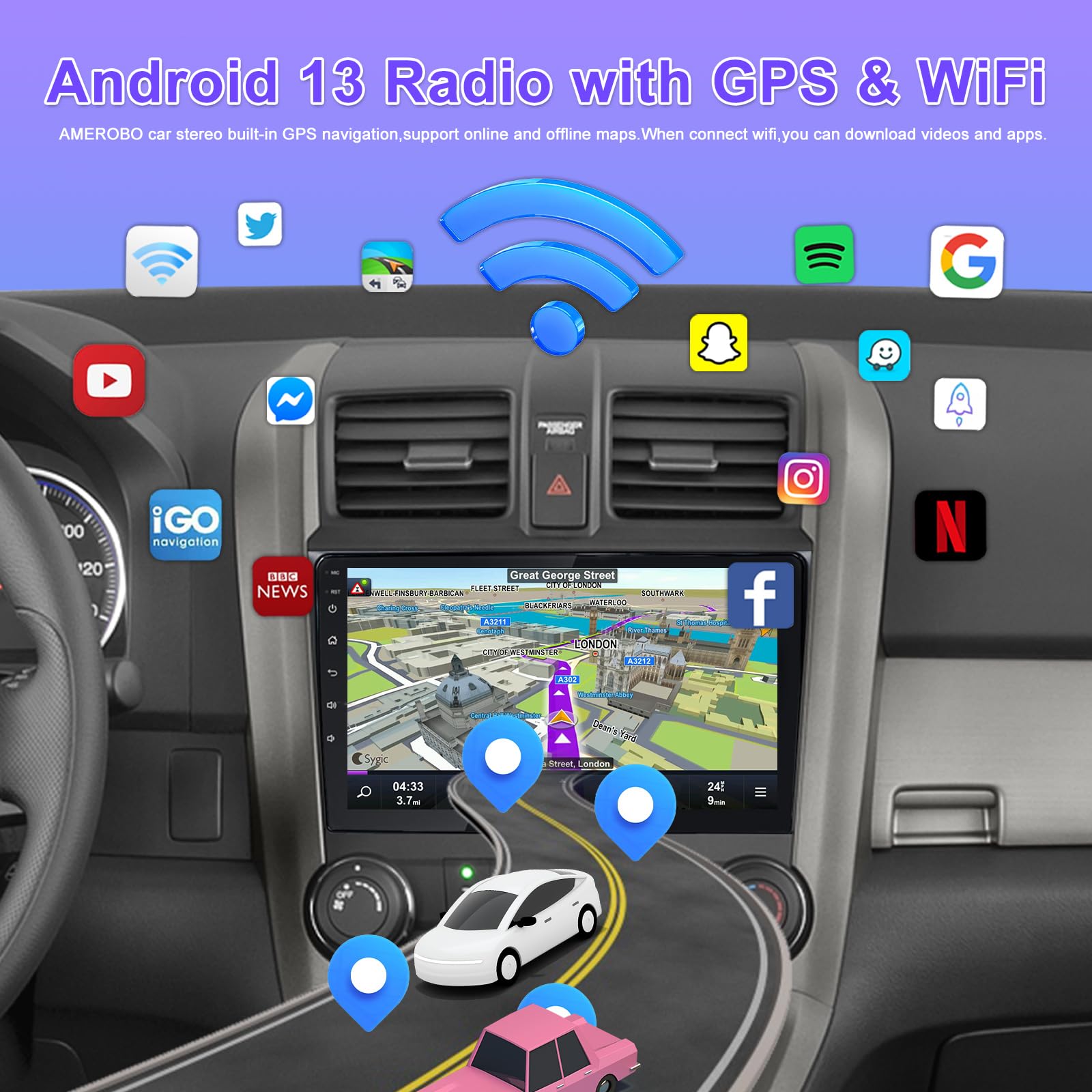 2007-2011 Honda CRV Car Stereo with Apple CarPlay & Android Auto - 9