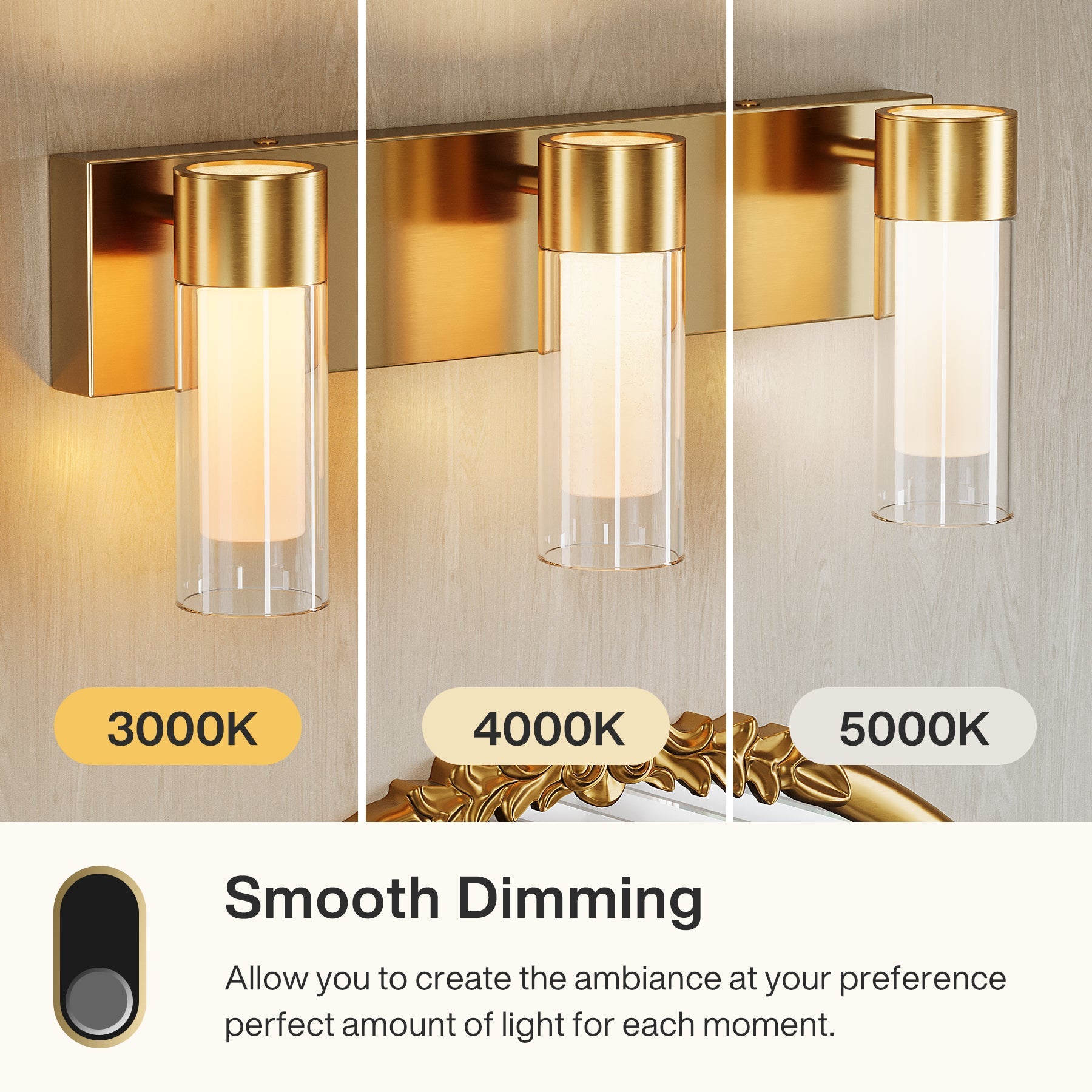 3-Light Modern Bathroom Vanity Wall Lights with Clear Glass Shades - Perfect for Bathroom, Powder Room & Dressing Room Lighting