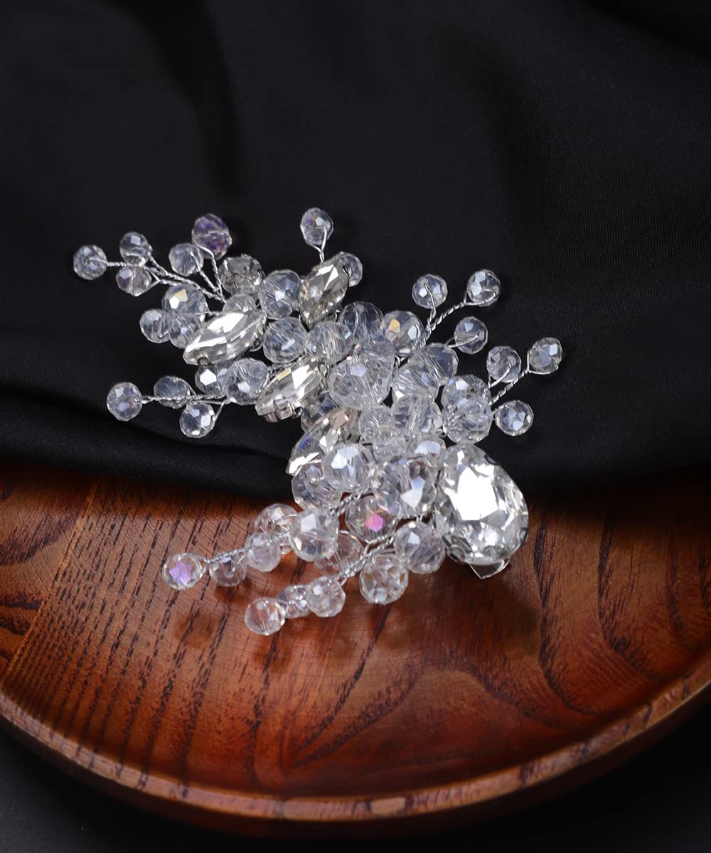 Blue Crystal Wedding Hair Comb - Silver Rhinestone Bridal Hair Clip for Women, Perfect for Brides & Special Occasions