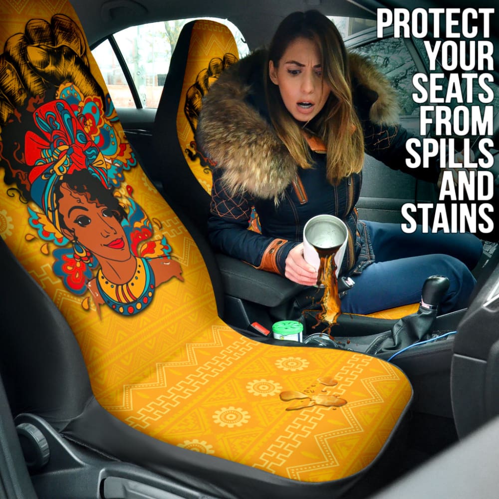 Premium African Print Car Seat Covers for Women - Black Power Design 210901 | Unique Gift for African American Women, Perfect for Cars, SUVs & Road Trips