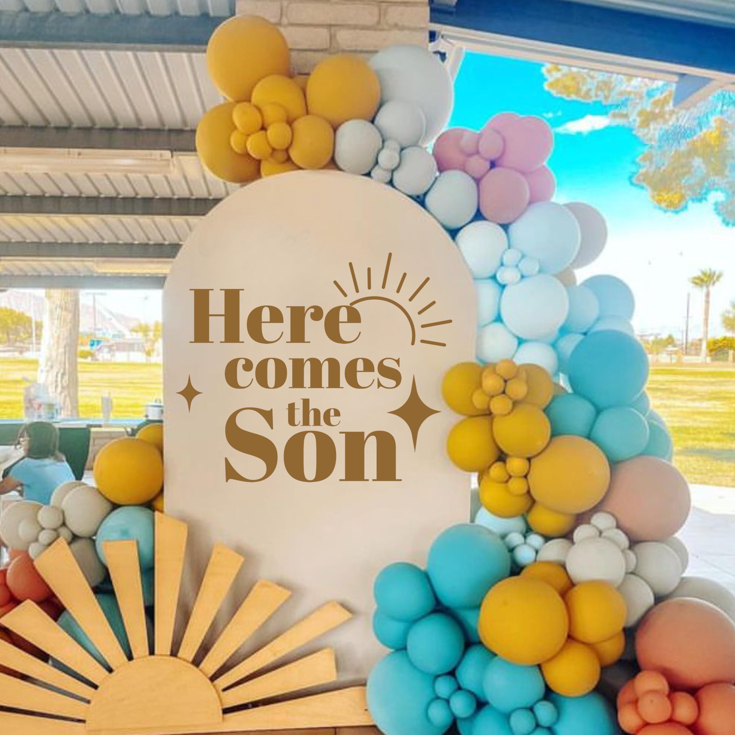 Gender Reveal Wall Decal - Bohemian Sun Baby Shower Decor for Boy or Girl, Nursery Room Mural, Birthday Party Backdrop & Photo Prop - Perfect for Baby Showers, Gender Reveal Parties and Newborn Celebrations