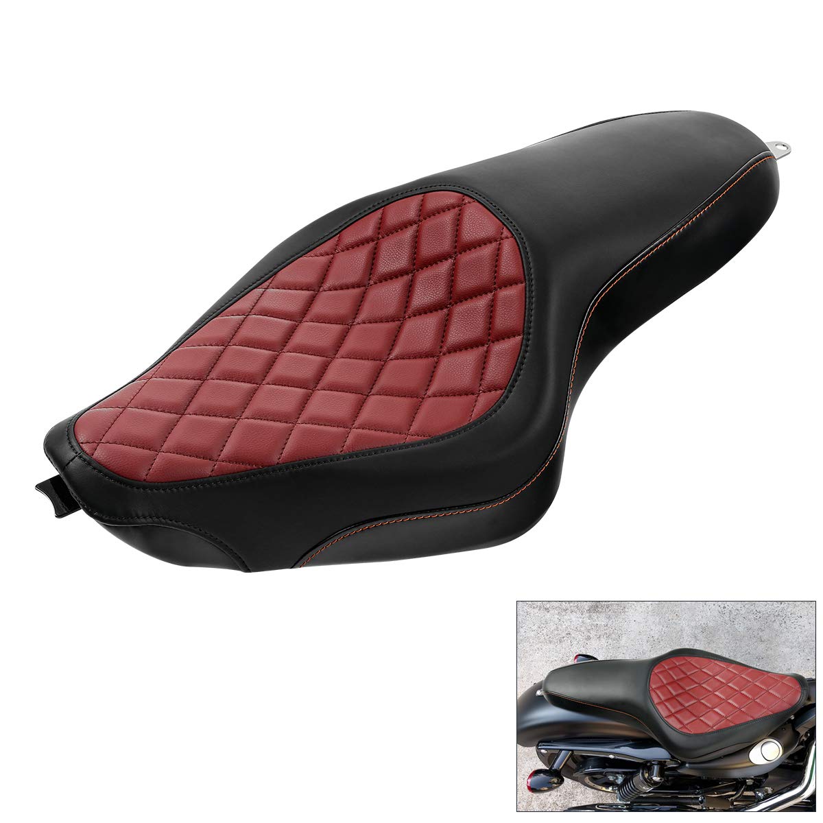 Premium One-Piece 2-Up Motorcycle Seat for Harley-Davidson Sportster XL 883 & XL 1200 (2004-2022 Models) - Comfortable Passenger & Rider Seat for Long Rides and Road Trips