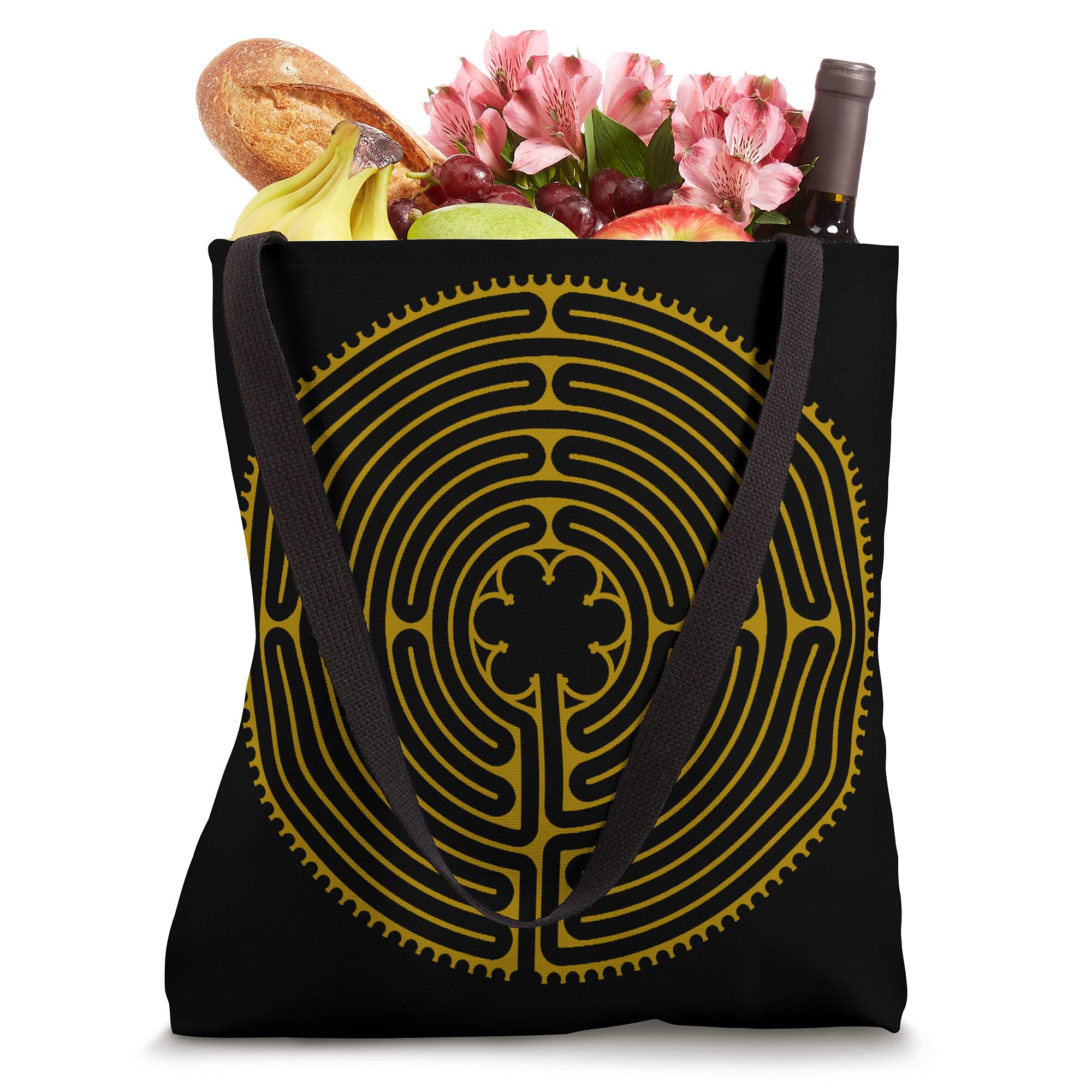 Chartres Labyrinth Tote Bag - Stylish Canvas Shopping Bag with Unique Medieval Design | Perfect for Yoga, Beach, Grocery Shopping & Daily Use
