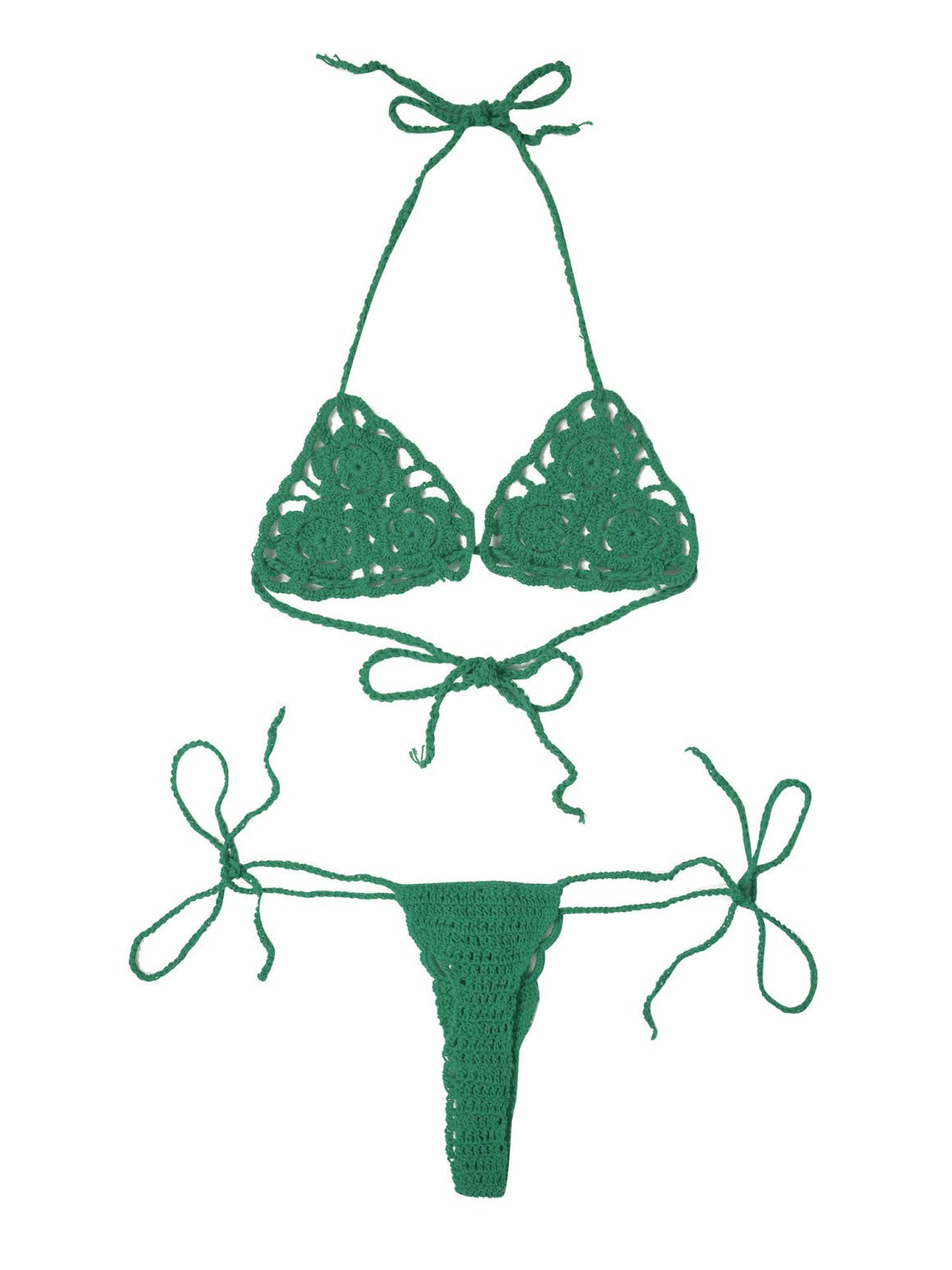 ACSUSS Women's Floral Handmade Crochet Lingerie & Hollow Out Bikini Set - Sexy Two-Piece Micro Swimsuit for Beach, Pool Party & Summer Vacation