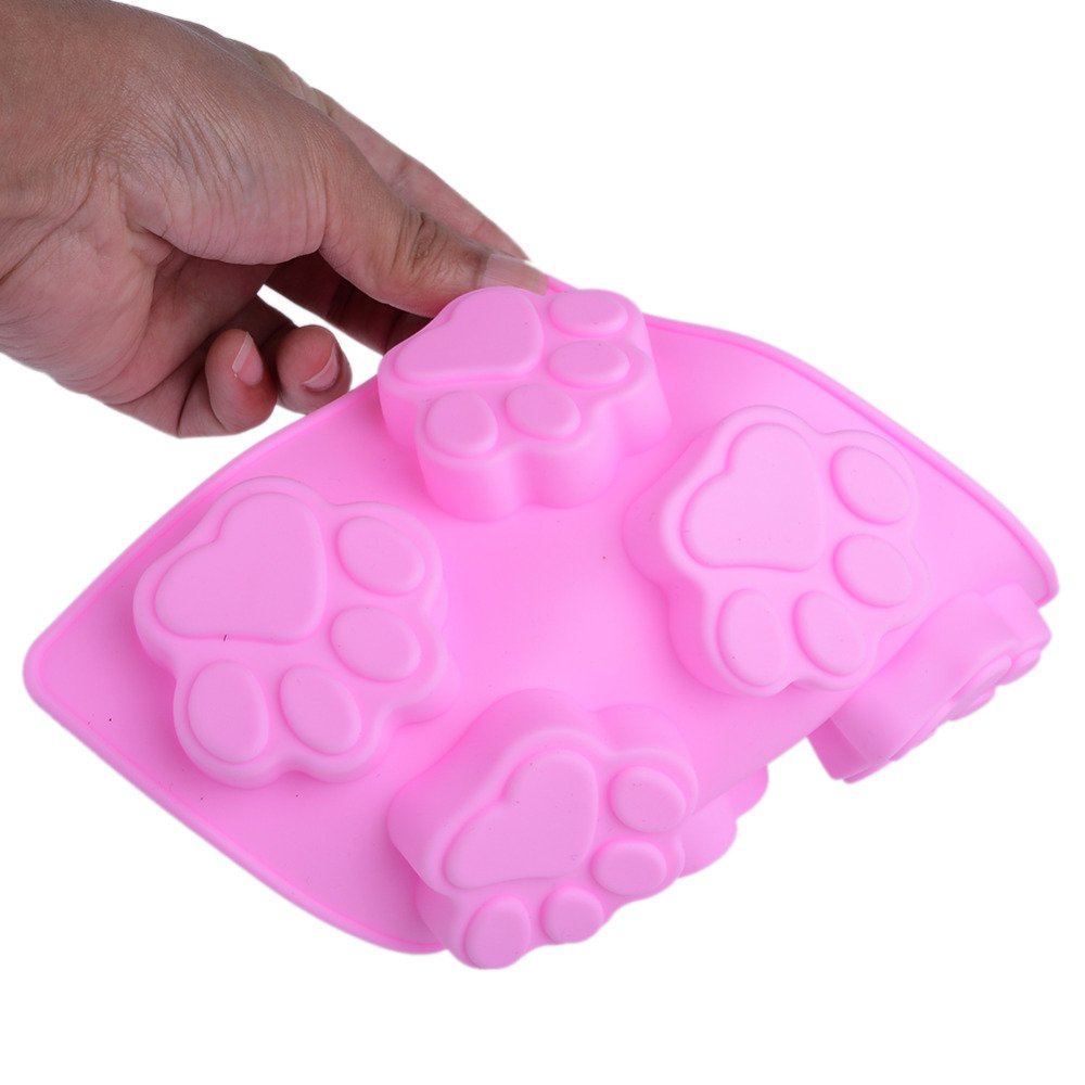 2-Pack Pink Dog Paw Print Silicone Mold Set for Baking - DIY Dog Treats, Chocolate, Candy Making | Oven, Microwave & Freezer Safe | Perfect for Pet Birthday Parties, Homemade Dog Snacks & Holiday Treats