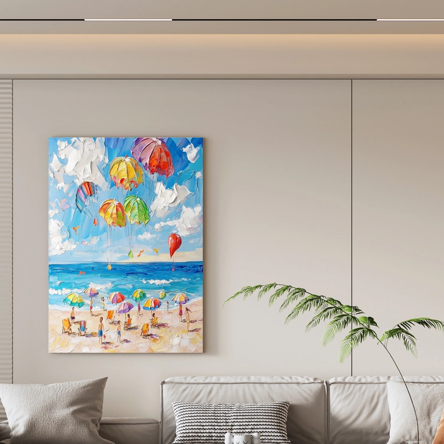 Seascape and Snowy Peak Landscape Painting - Premium Wall Art Decor for Living Room, Bedroom, Office #SP055 | Coastal & Mountain Scenery Canvas Print