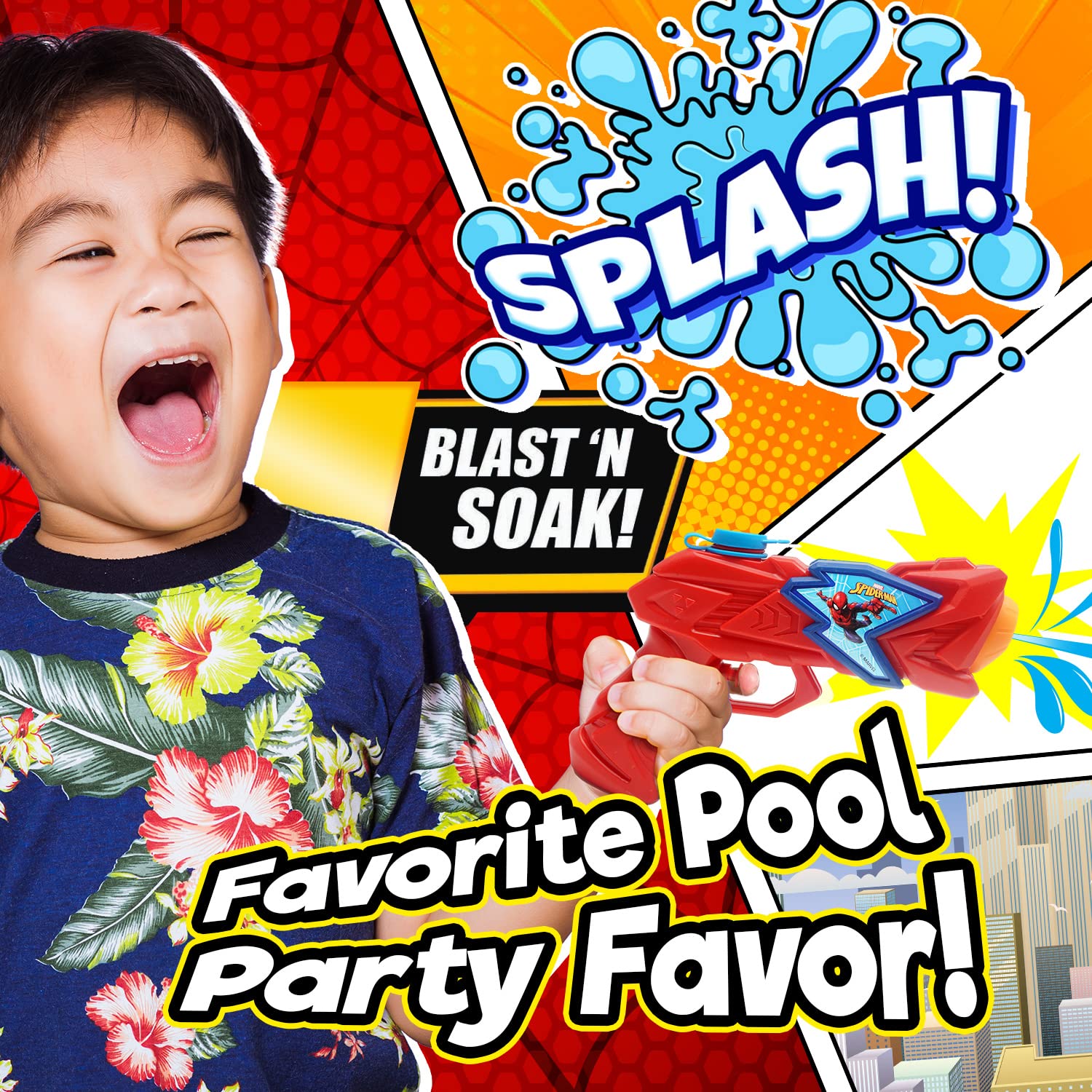 Marvel Spider-Man Water Blaster Toy Set - 24 Pack Red & Blue Superhero Water Guns for Kids & Adults - Fun Outdoor Pool Party, Beach, Summer Water Play Toys