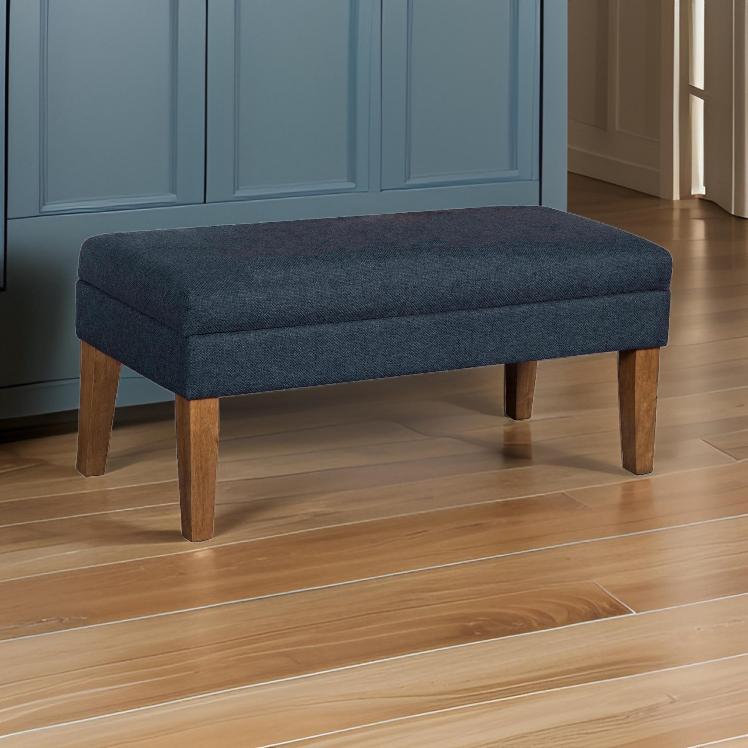 Homepop Upholstered Storage Ottoman Bench with Lift Top - Navy Blue Large Decorative Furniture for Living Room & Bedroom - Perfect for Extra Seating, Hidden Storage & Home Decor