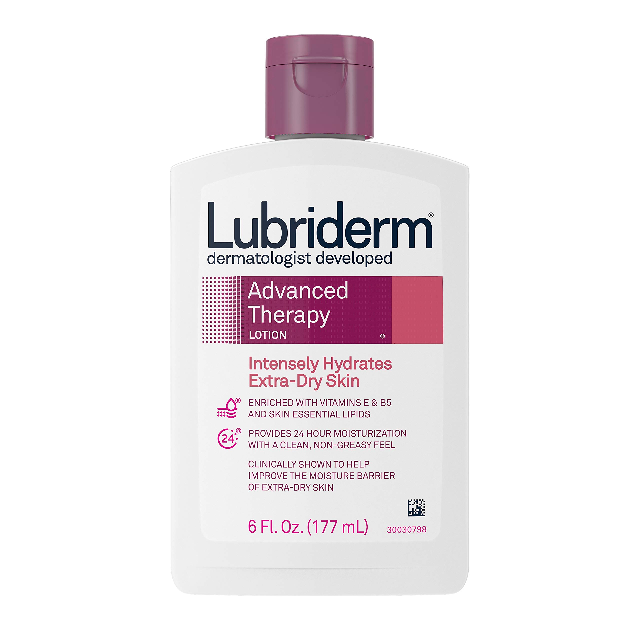 Lubriderm Advanced Therapy Moisturizing Lotion with Vitamins E & B5 - Deep Hydration for Extra Dry Skin - Non-Greasy Formula - 6 fl oz (5-Pack) - Perfect for Daily Skincare, Post-Shower Hydration & Winter Dryness Relief