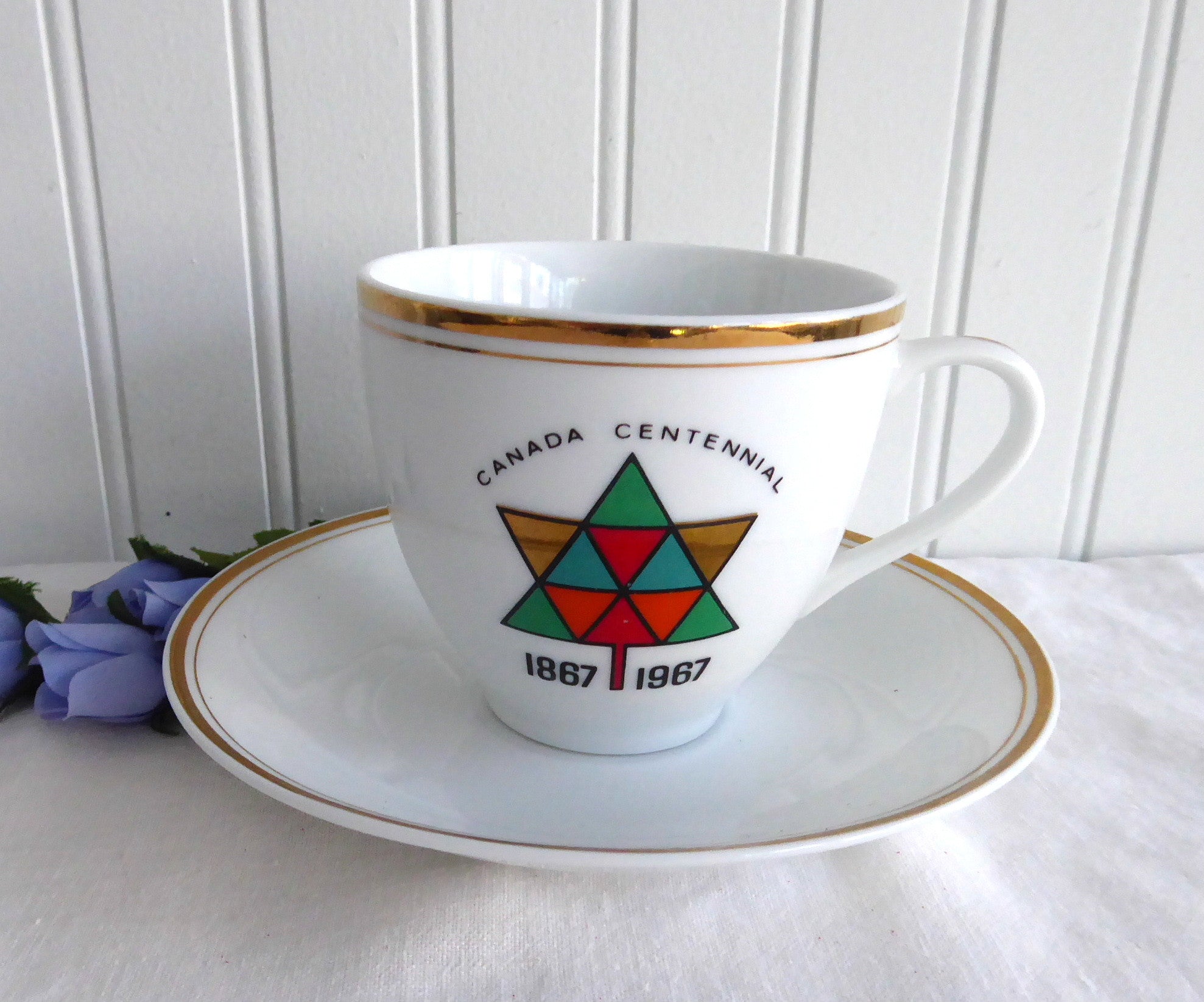 Vintage Canada Centennial 1867-1967 Commemorative Teacup & Saucer Set - Canadian Souvenir Collectible - Perfect for Tea Parties, Home Decor & Gift Giving