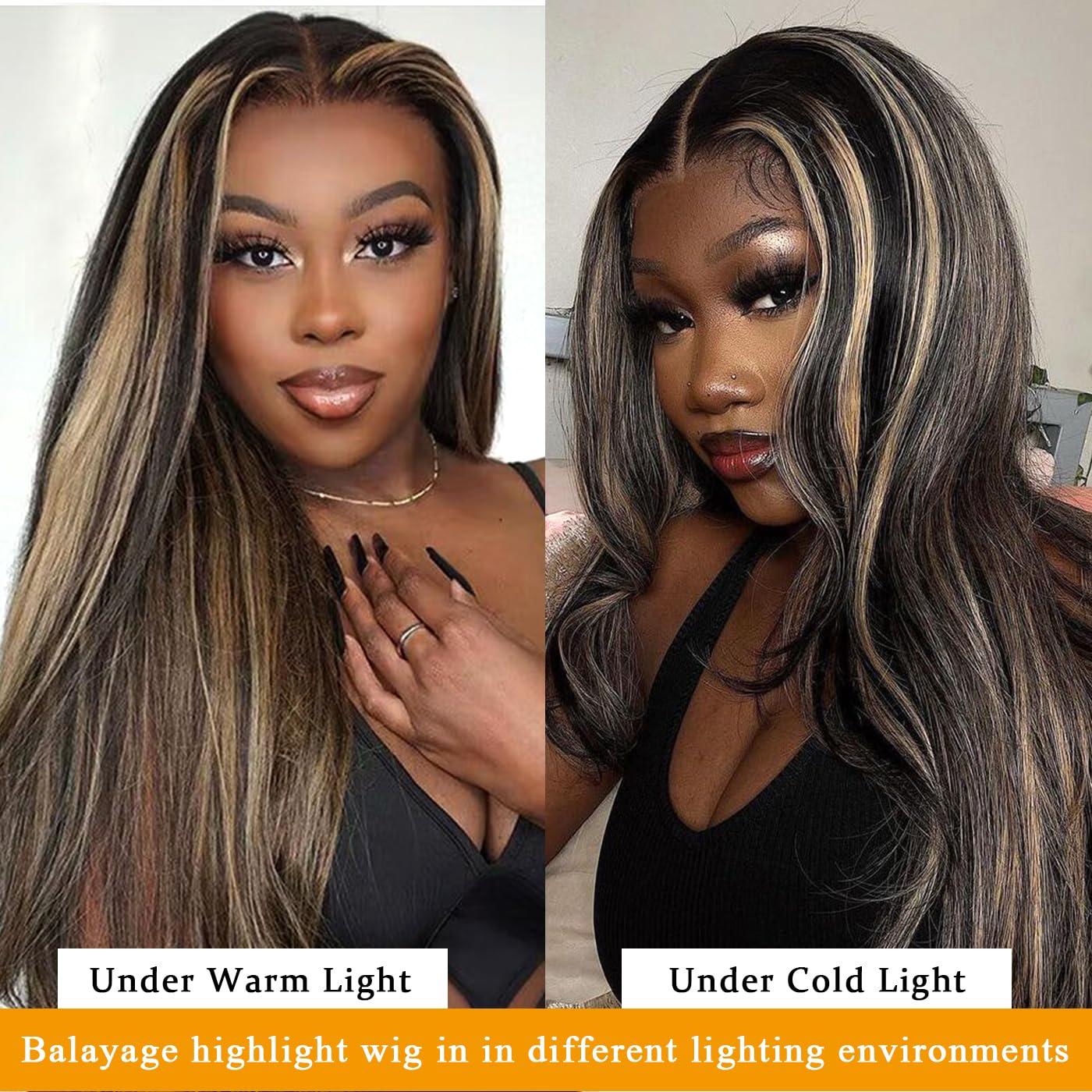 26 Inch Ombre Lace Front Human Hair Wig - Pre Plucked 13x4 Lace Part - 1B/27 Balayage Body Wave - 200% Density Glueless Wigs for Women - Perfect for Daily Wear, Parties & Special Occasions