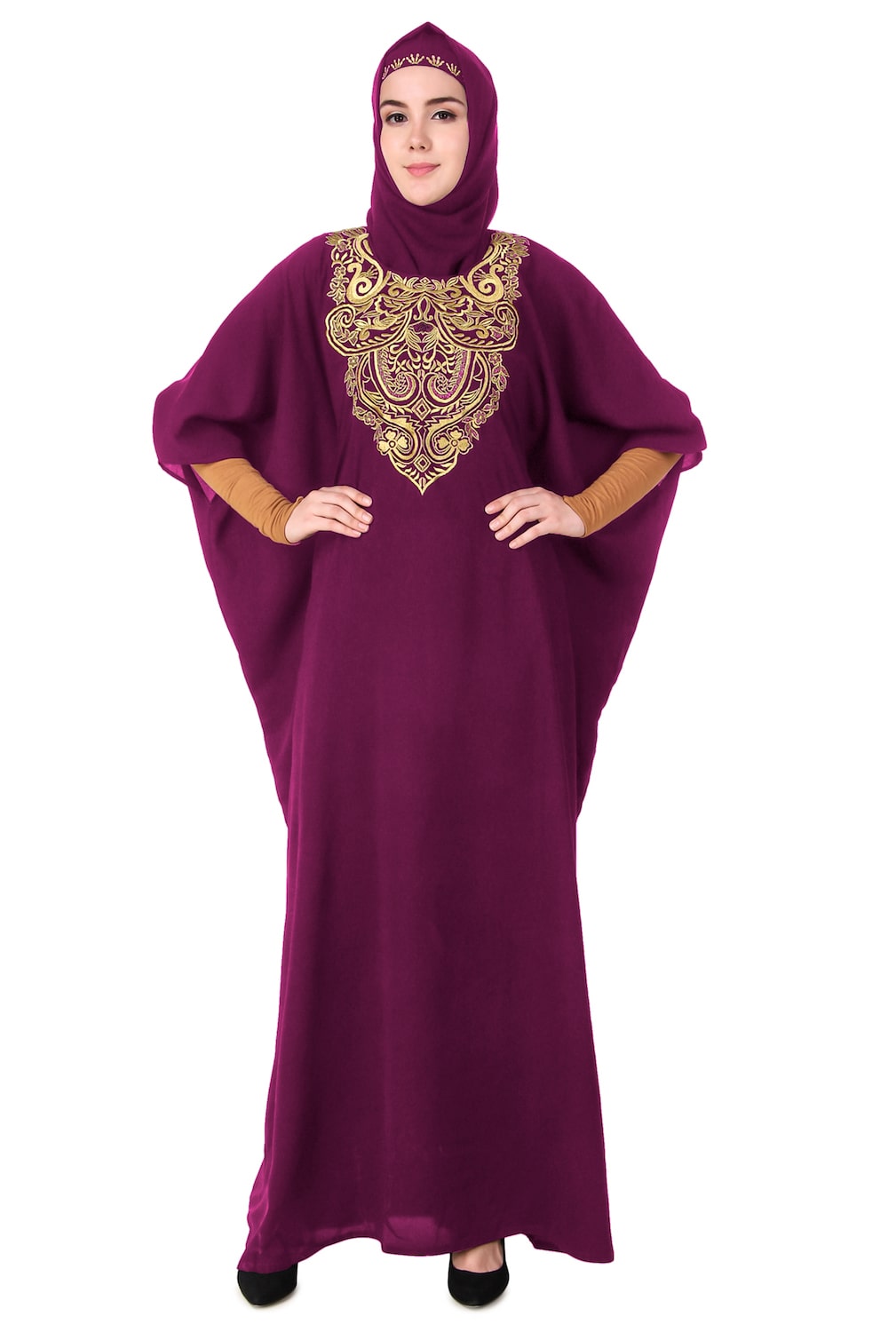 Exquisite Floral Hand Embroidered Kaftan Dress for Women - Boho Chic Beach Cover Up, Resort Wear & Summer Vacation Outfit