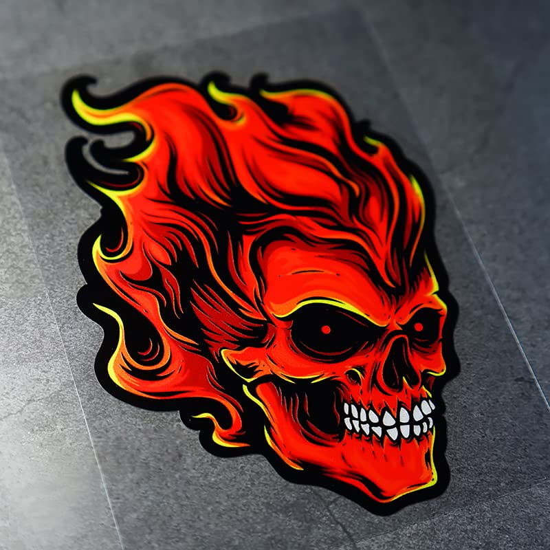 2 Pack Reflective Skull Car Decals - Funny Window, Trunk & Bumper Stickers for Cars, Trucks & Laptops (3.5x5 inches) - Perfect for Halloween Decor, Vehicle Customization & Personalizing Tech Devices
