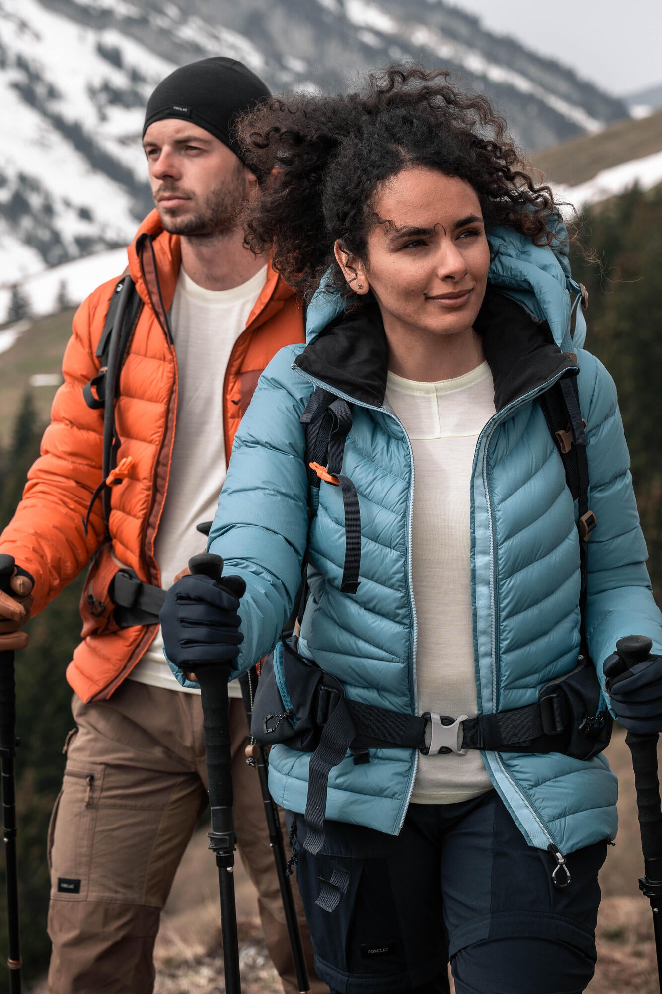 Forclaz MT500 Men's Hooded Padded Jacket for Mountain & Backpacking - Warm & Lightweight Down Coat for Hiking, Camping in Cold Weather (14°F)